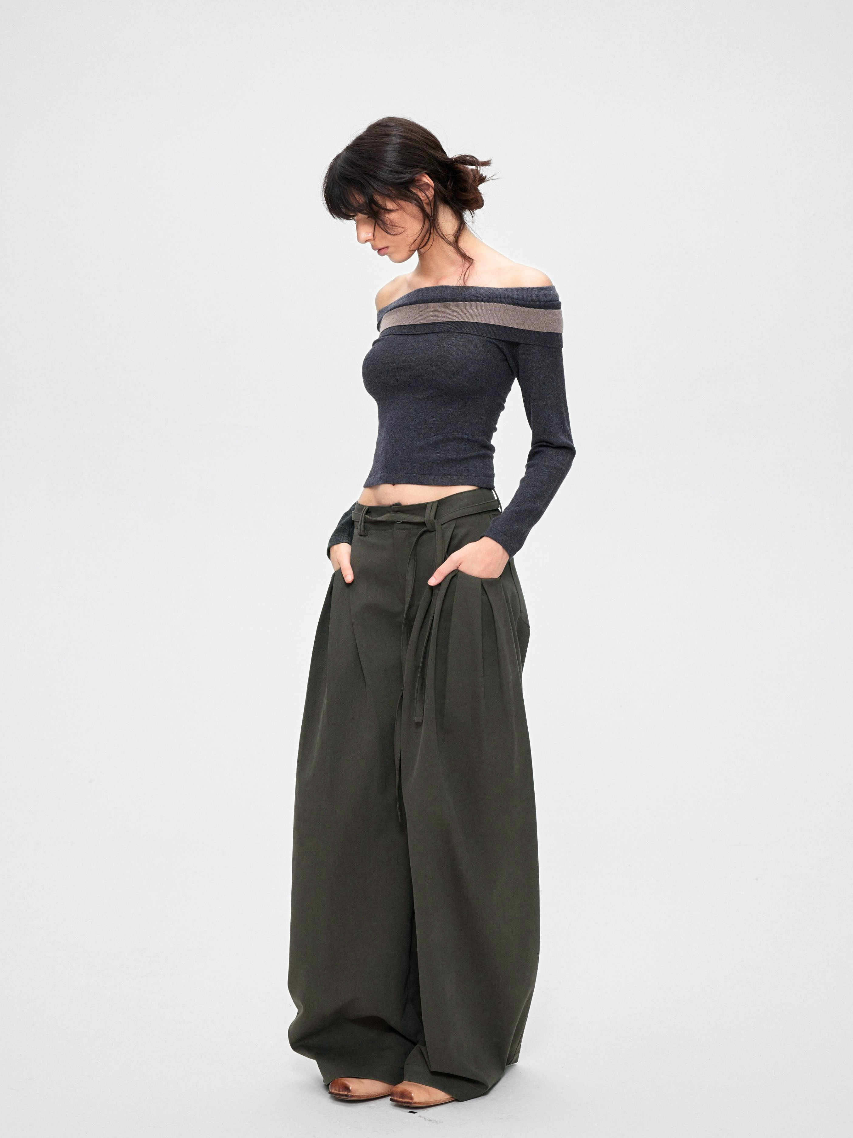 Fieldcast - Women's Drawstring Waist Pleated Pocket Straight-Leg Pants