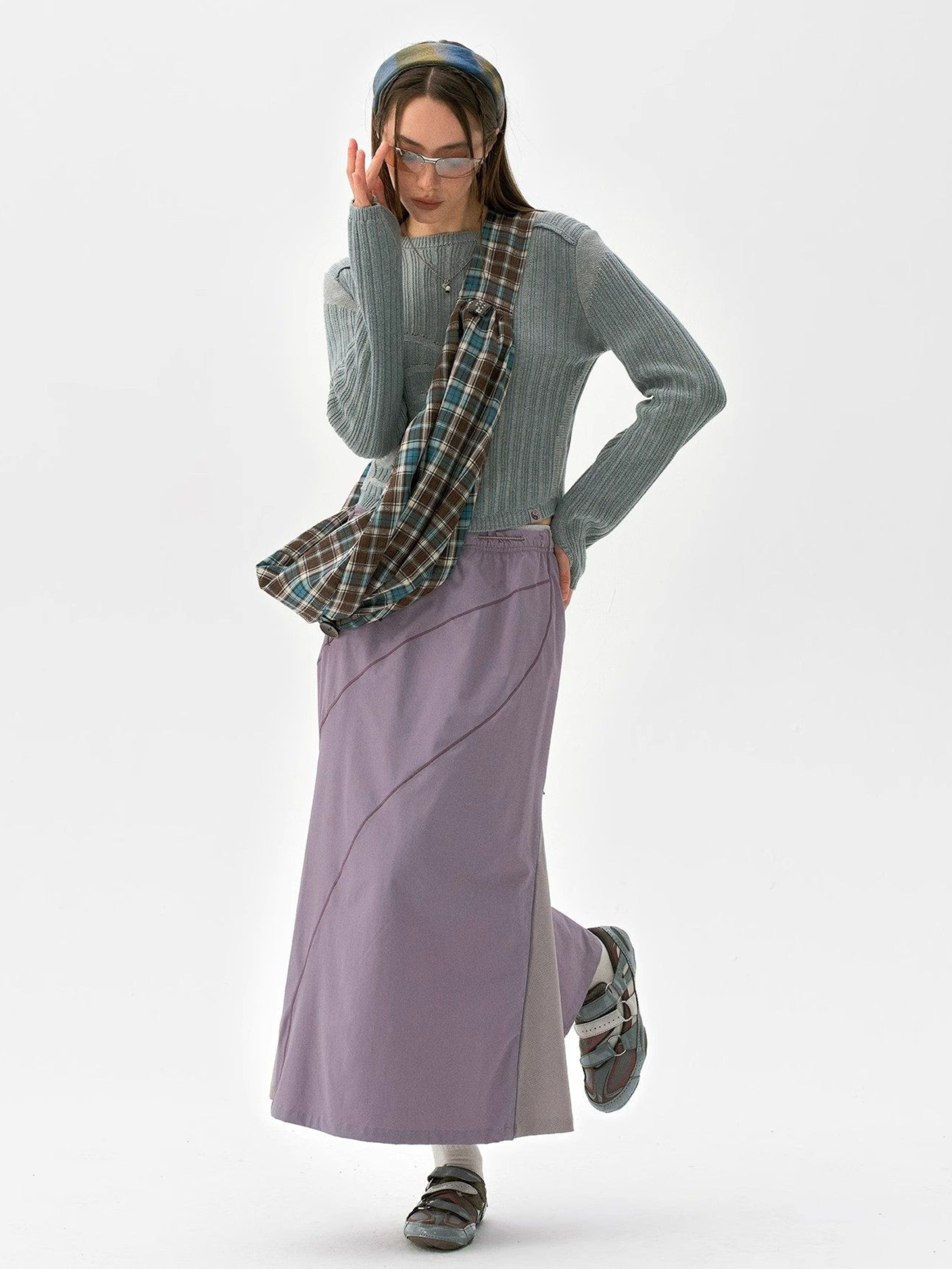 Dunewake - Women's Panelled Drawstring Waist Midi Skirt