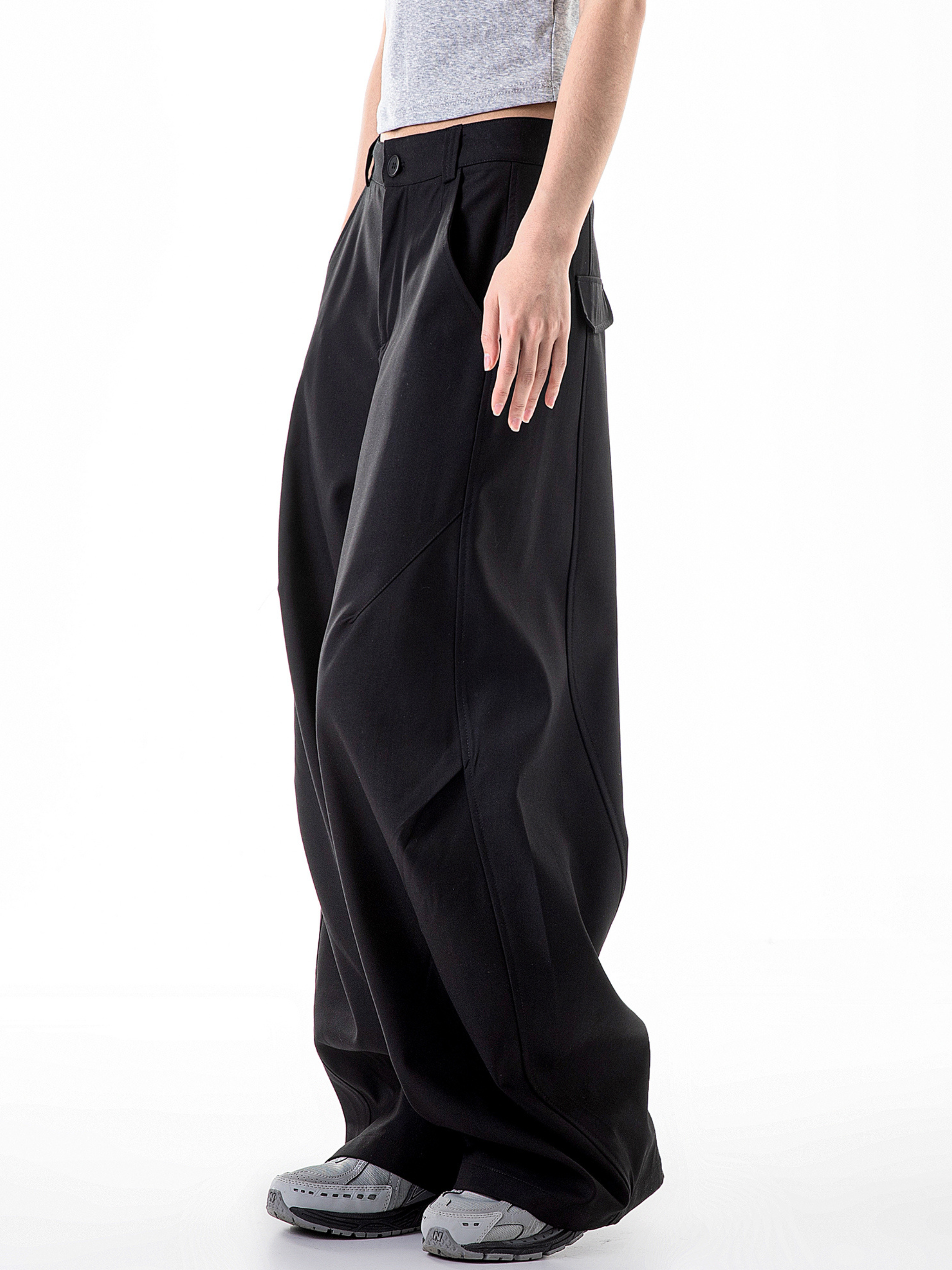 Frostline - Women's Wrinkled Scimitar Wide-Leg Suit Pants