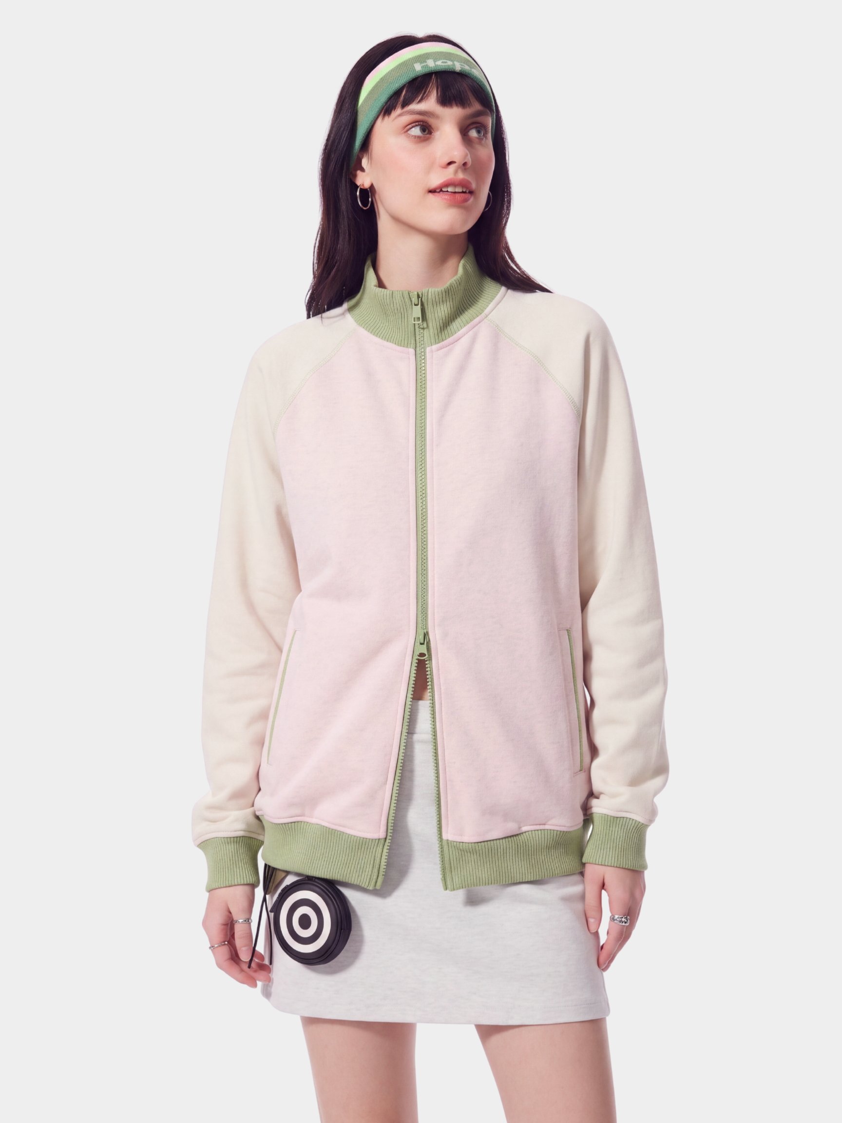 EdgeDrift - Unisex Color-Block Raglan Stand Collar Zip Jacket