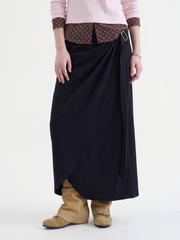QuietFlow - Women's Adjustable Tie-Waist Linen-Look A-Line Maxi Skirt