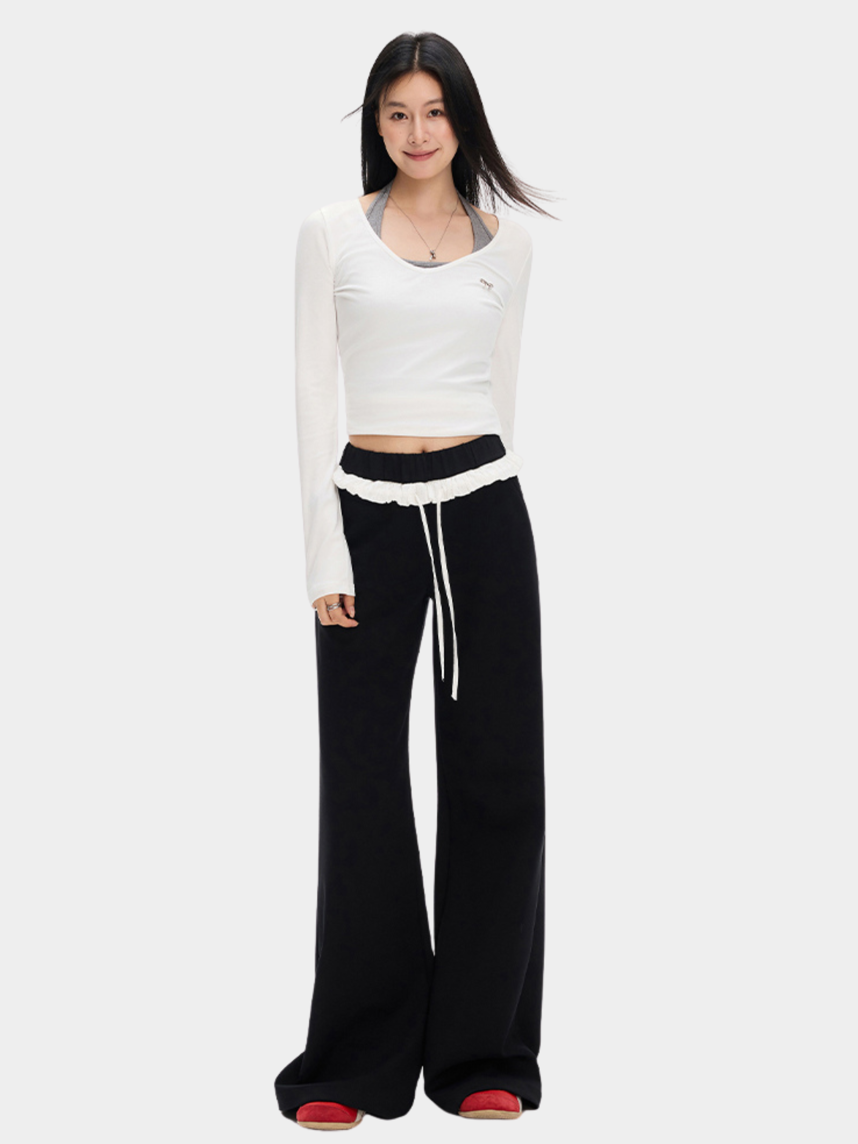 StoneDash - Women's Contrast Trim Stretch Flared Pants
