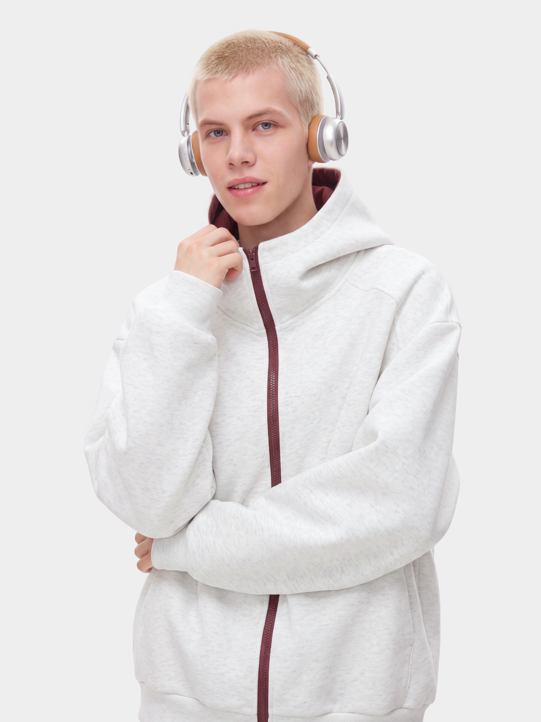 NeckVeil - Men's Contrast Color High Neck Zip-Up Jacket