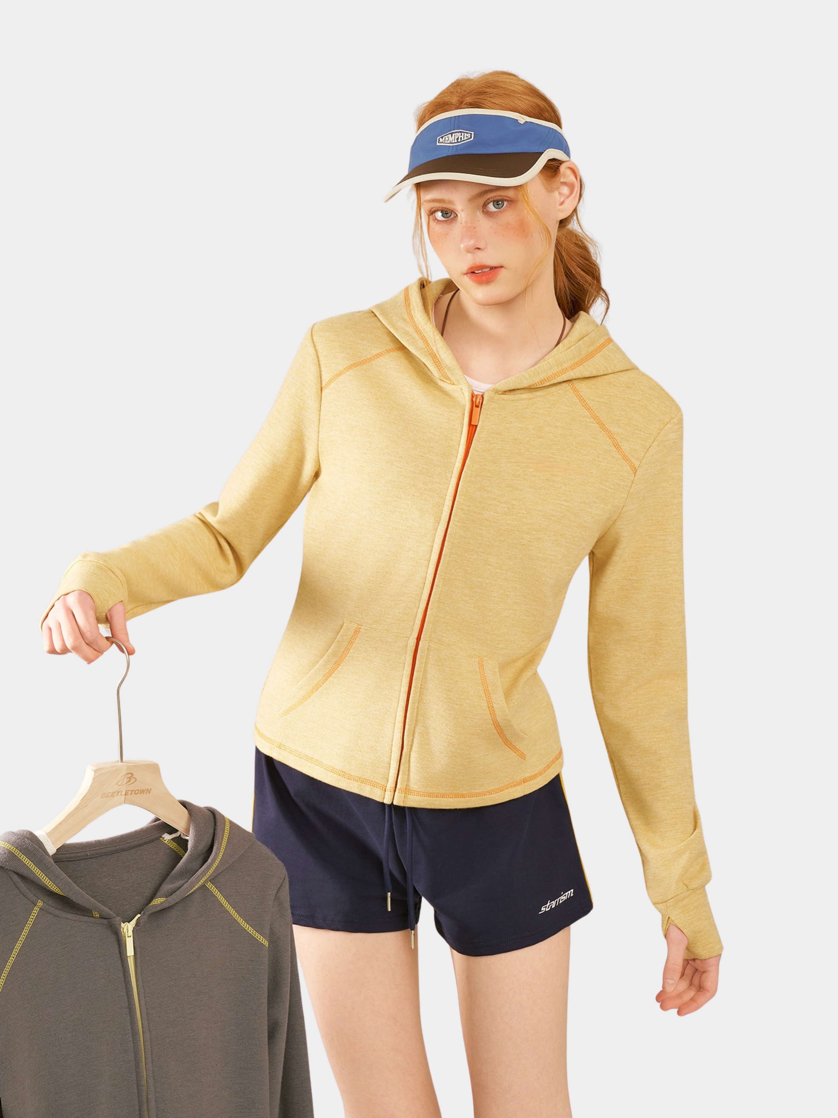 OwlCrag - Women's Slim-Fit Contrast Stitch Zip-Up Jacket