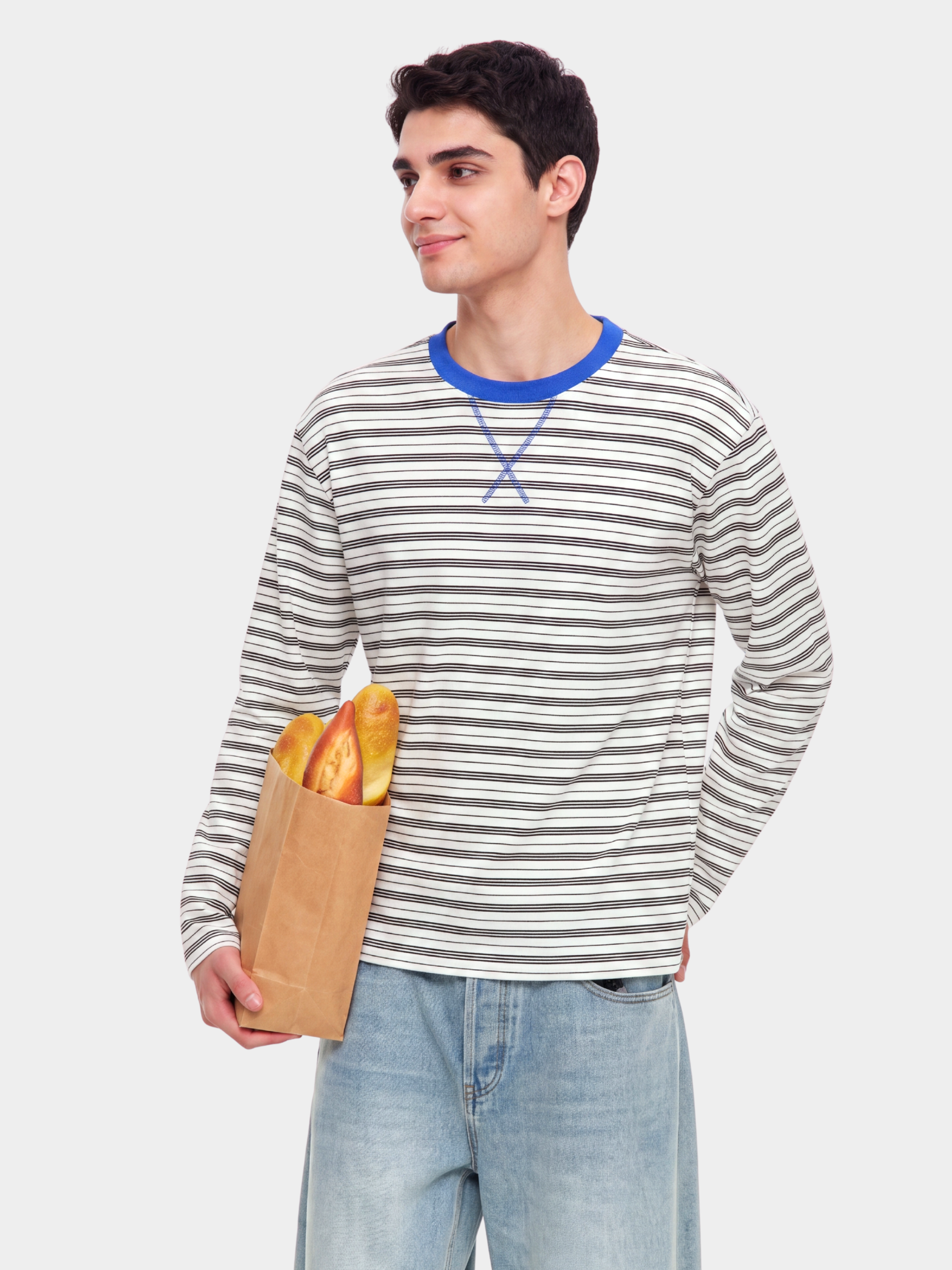 LineVeil - Unisex Contrast Stripe Layering Long Sleeve Top