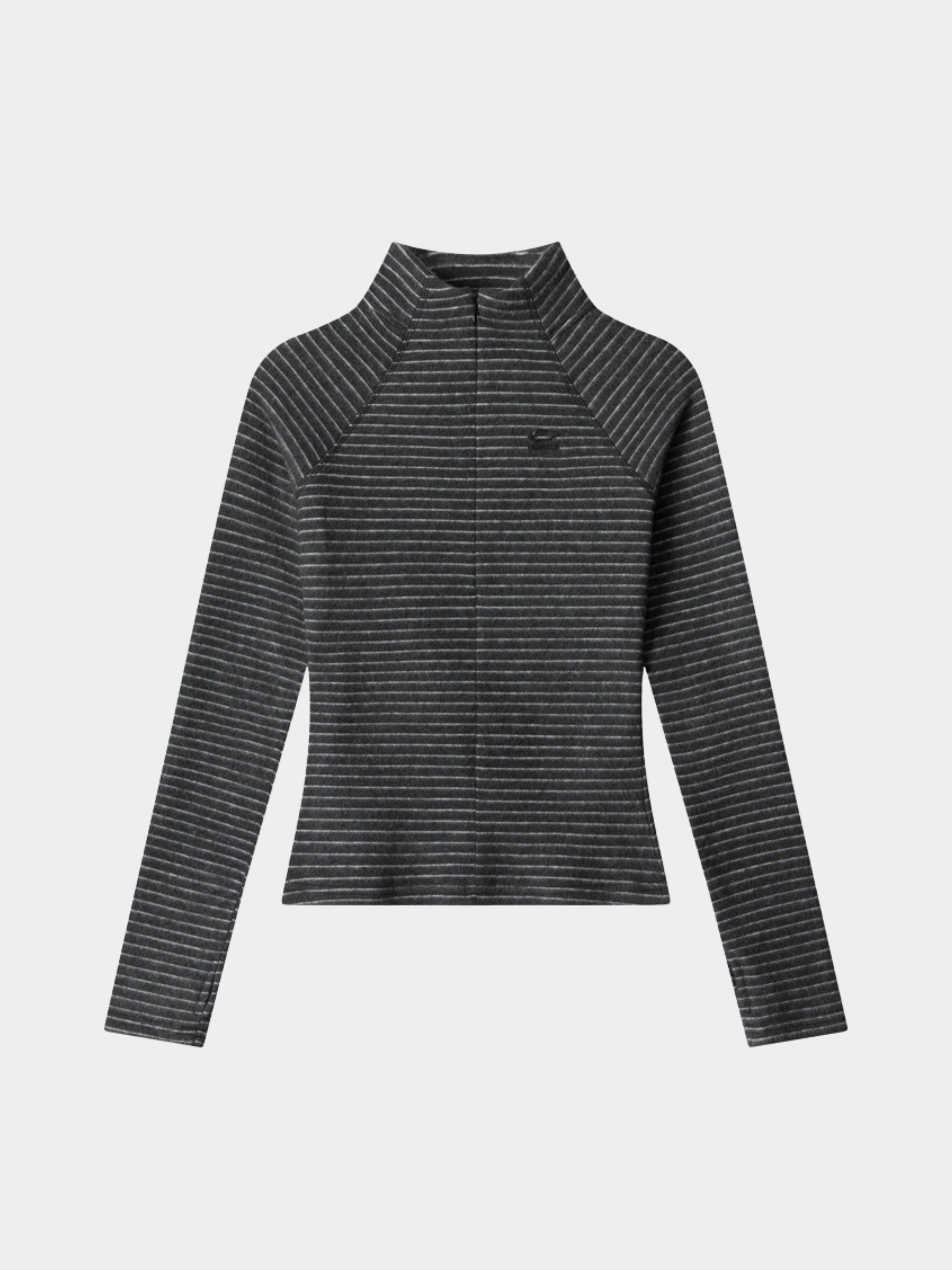 Cavebend - Women's Striped Stand-Collar Slim-Fit Long-Sleeve