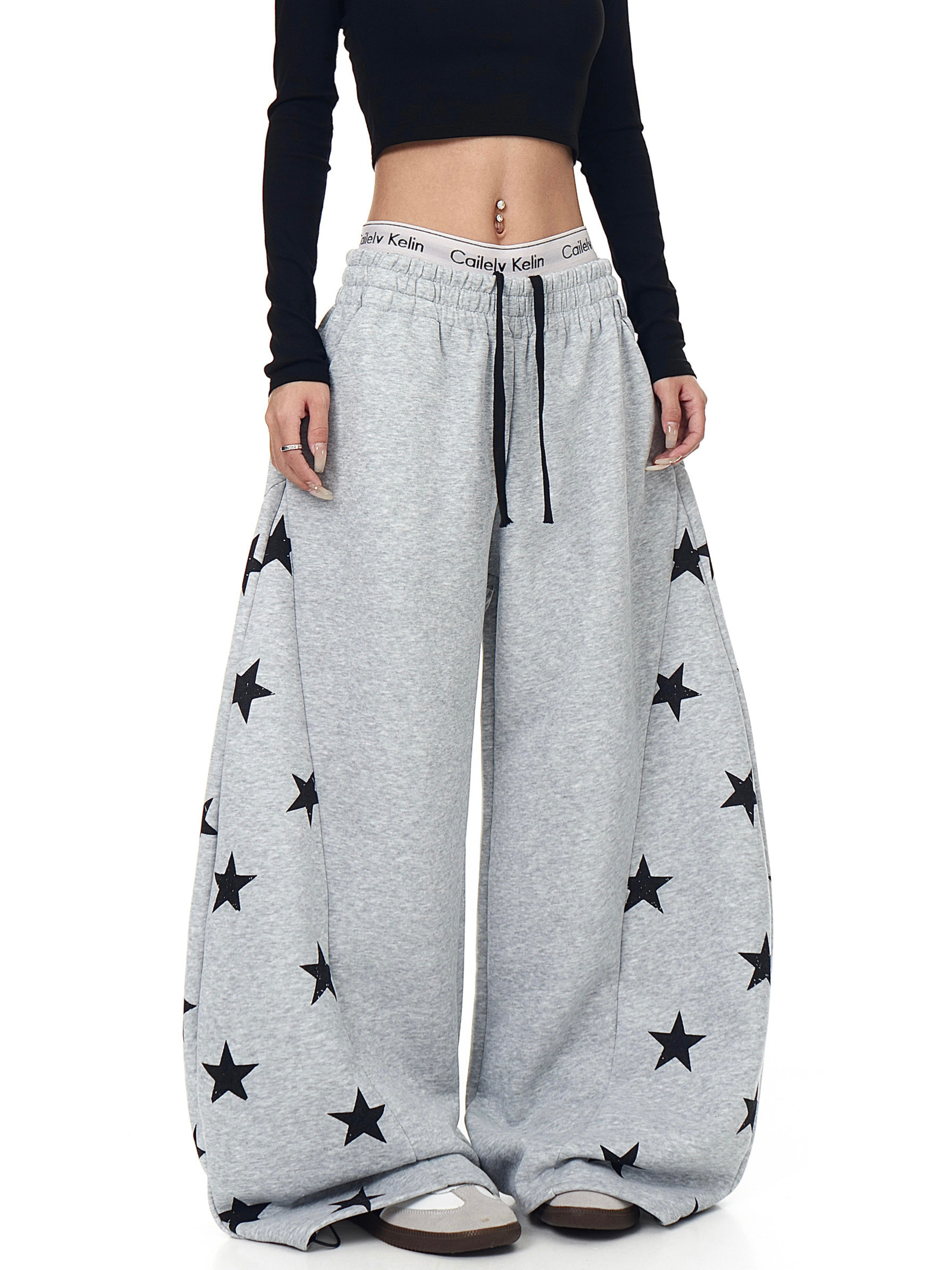 Thunderscorch - Women's Star Print Curved-Leg Sweatpants