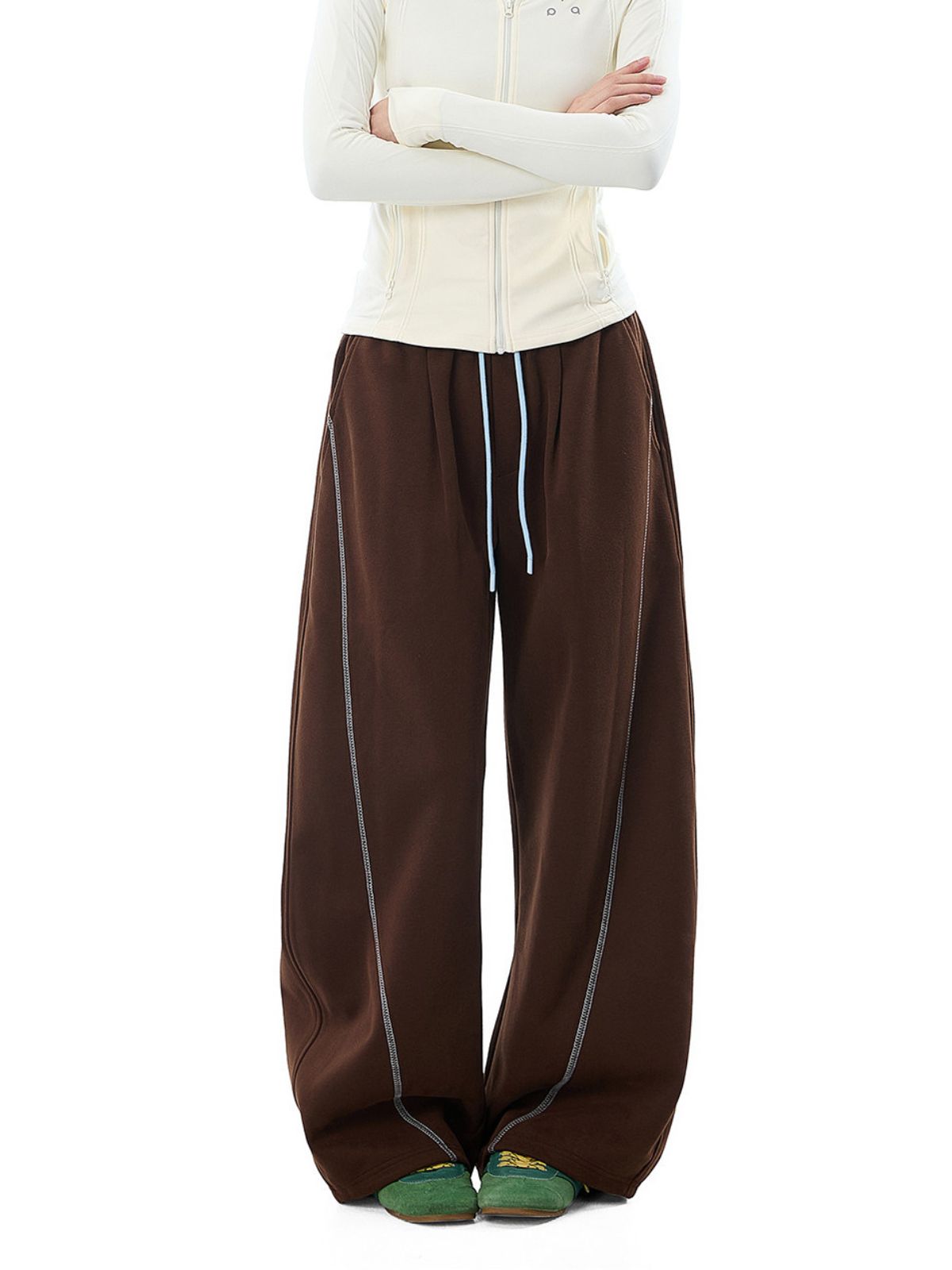 DustCloud - Women's Color-Block Curved-Leg Relaxed Sweatpants