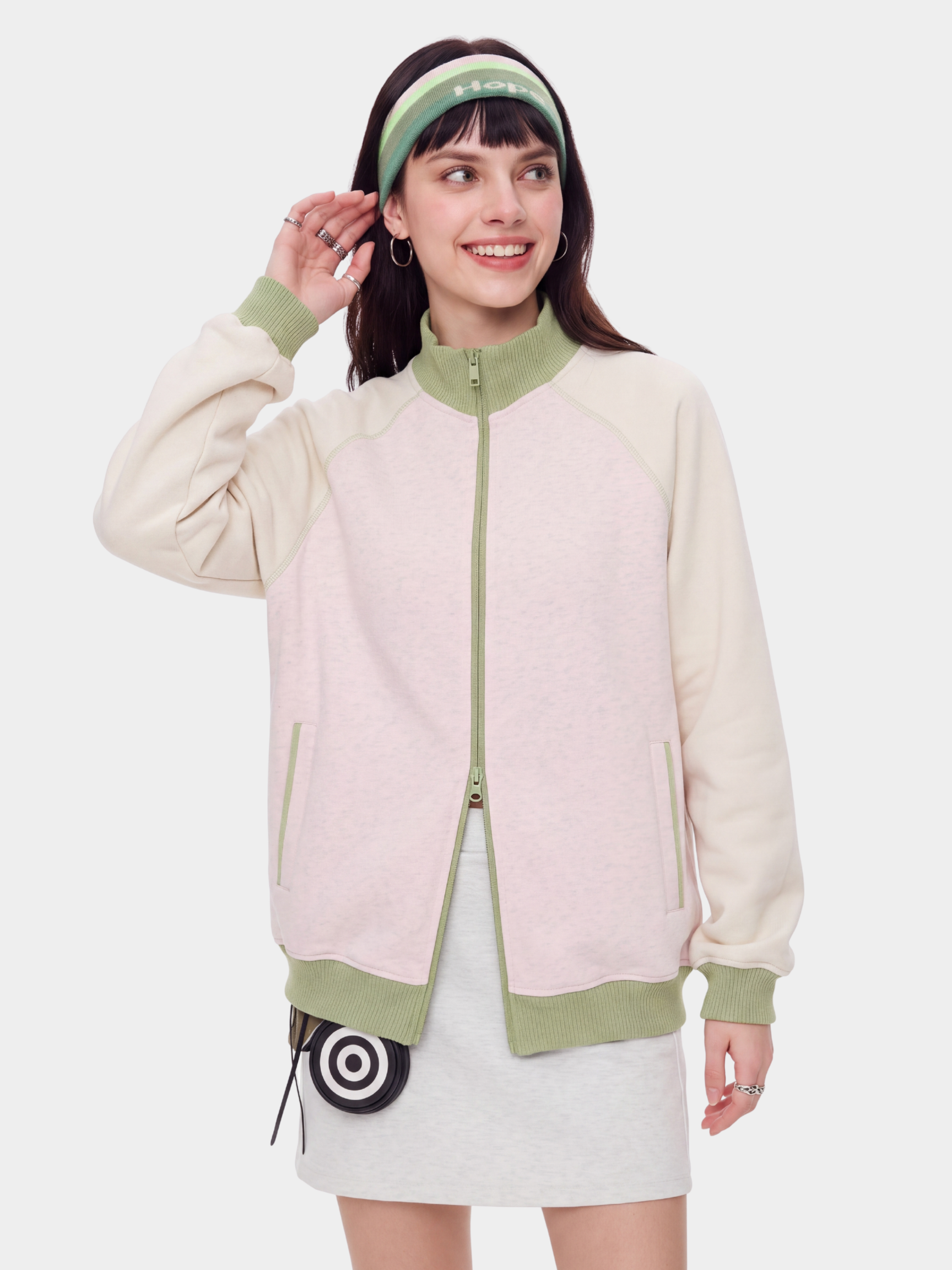 EdgeDrift - Unisex Color-Block Raglan Stand Collar Zip Jacket