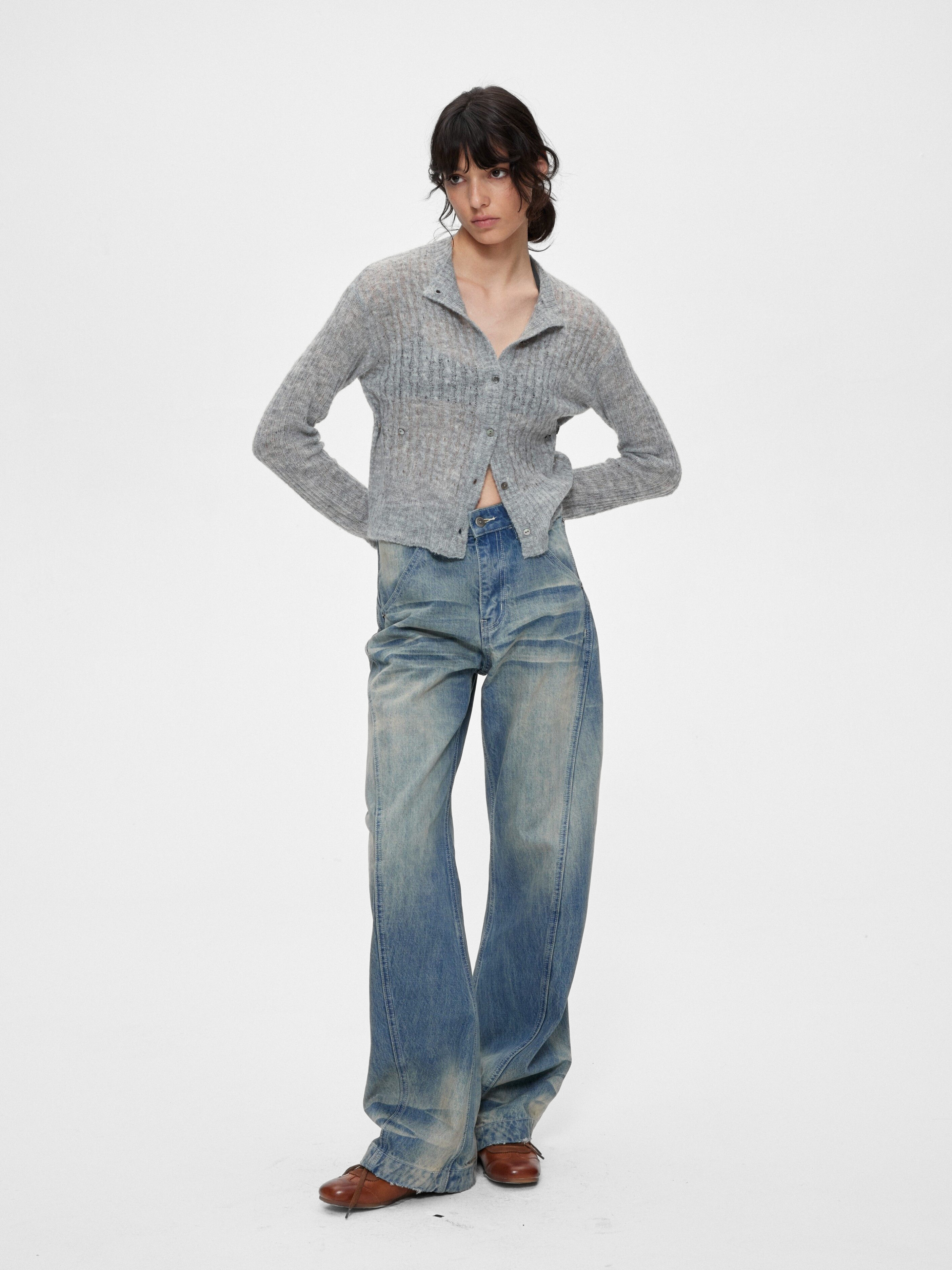 Ashglow - Women's Wool-Mohair Blend Buttoned Sweater