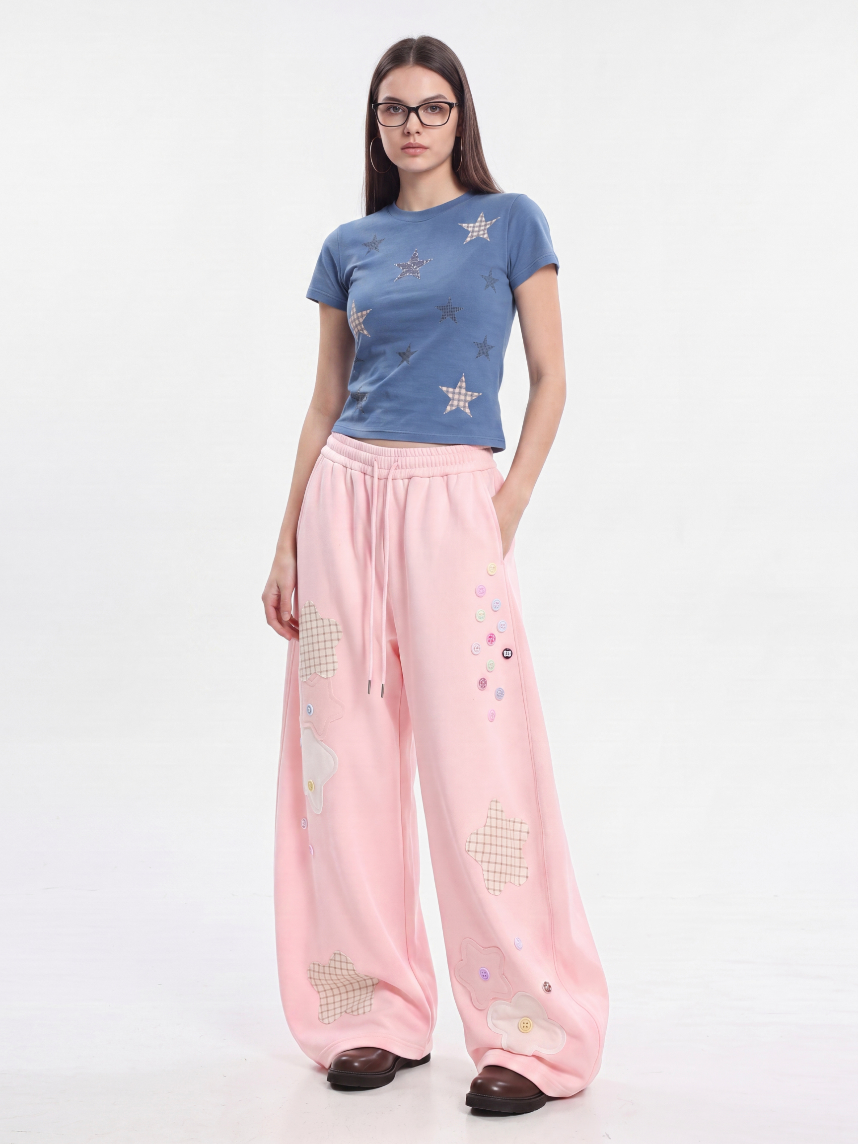 Radiance - Women's Star Patch Embroidered Relaxed Pants