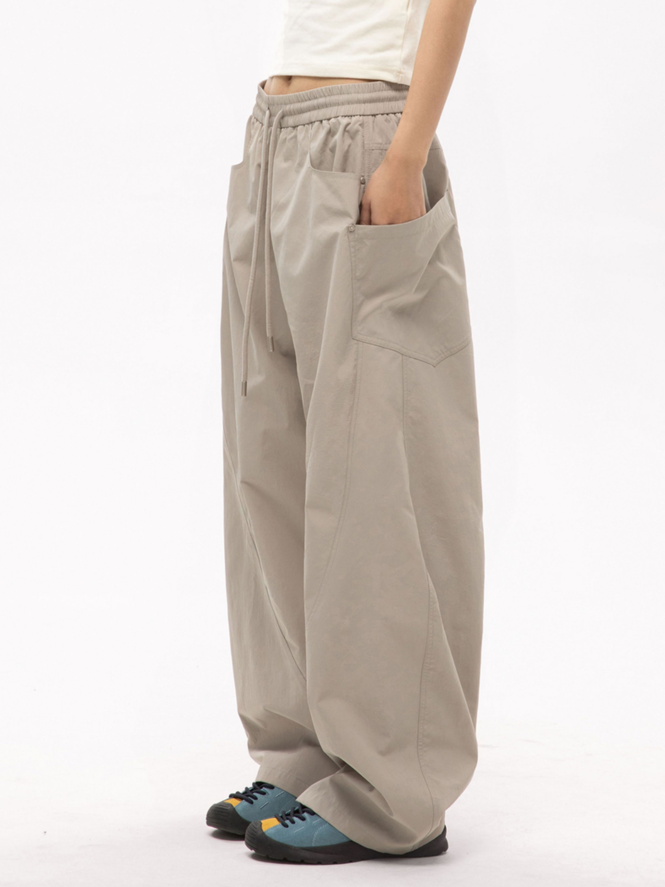 FrostEdge - Unisex Draped Relaxed Straight-Leg Casual Pants