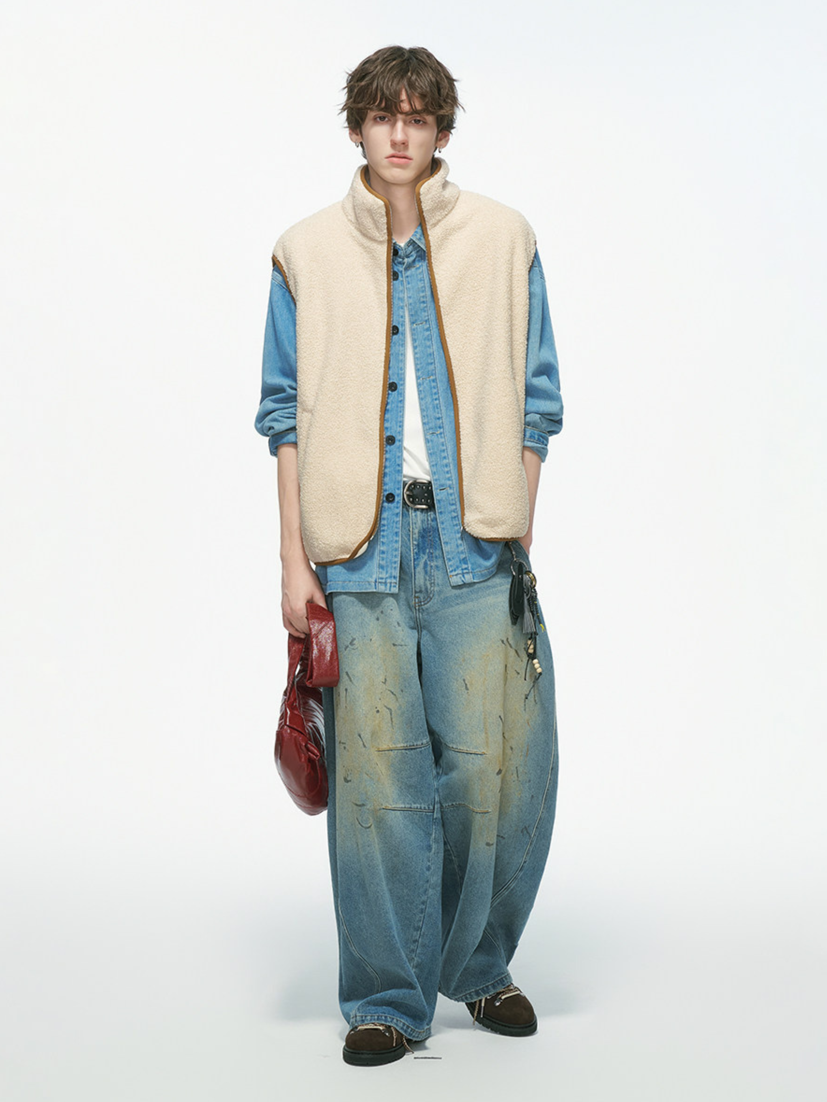 Ashveil - Men's Color-Block Shearling-Lined Vest