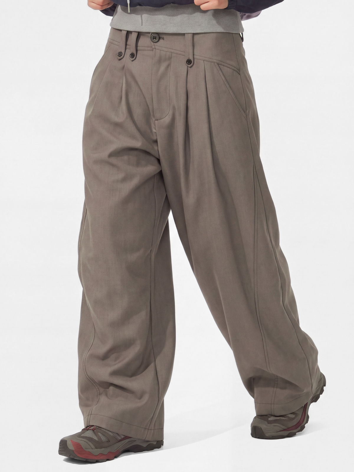 PleatCreek - Unisex Pleated Relaxed Draped Curved-Leg Pants