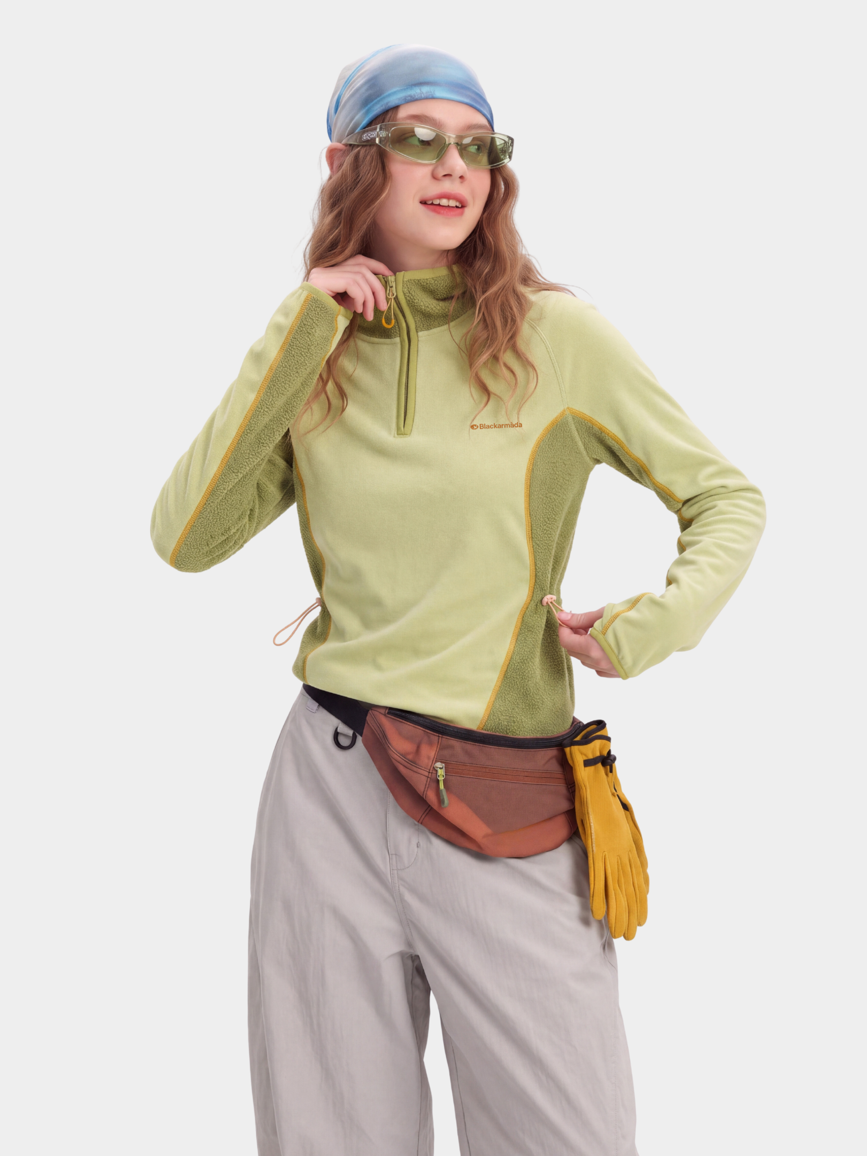 FadeSplit - Women's Fleece-Lined Utility Half-Zip Long-Sleeve Top