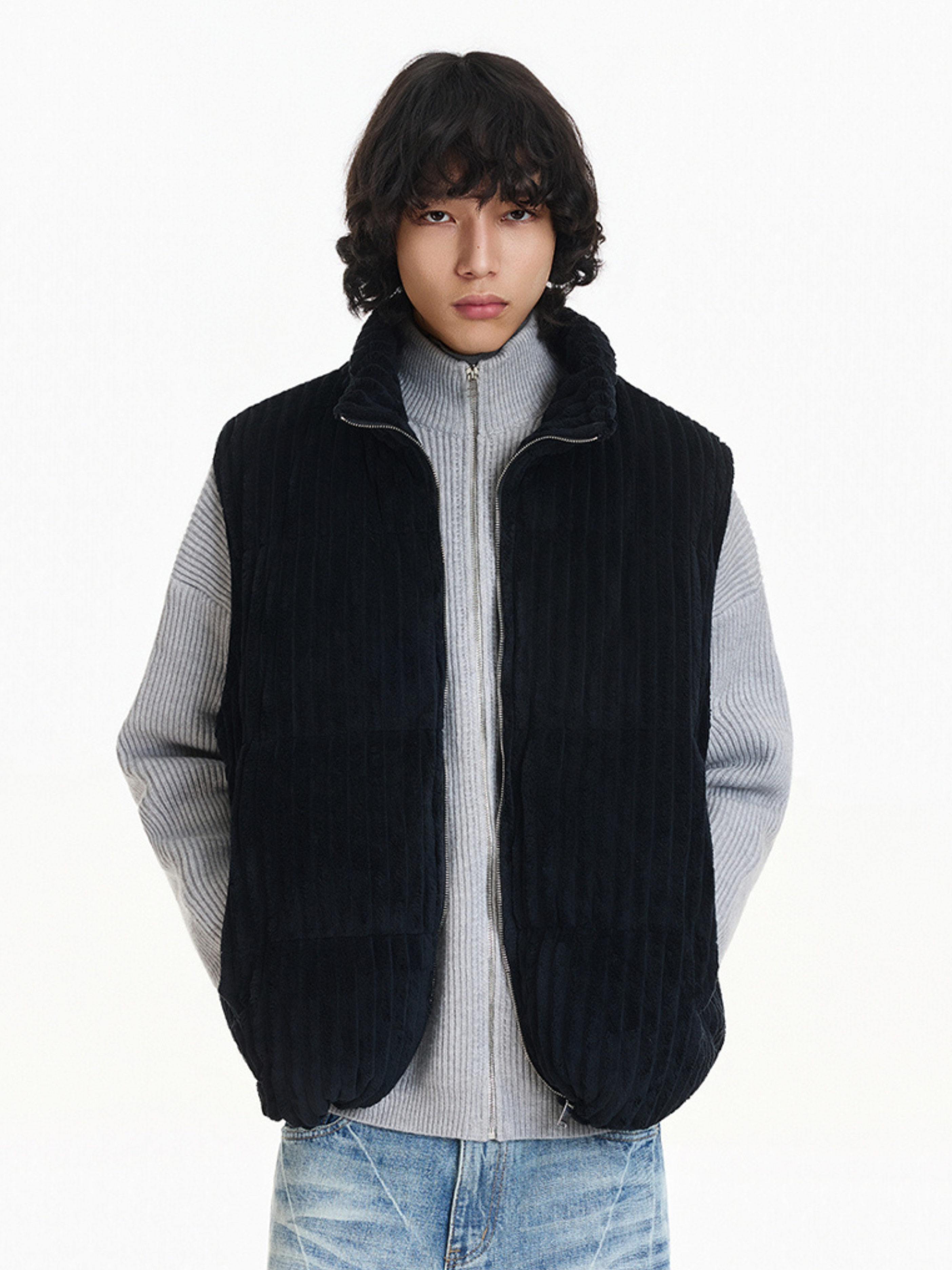 Ember - Unisex Corduroy Stand-Collar Padded Vest