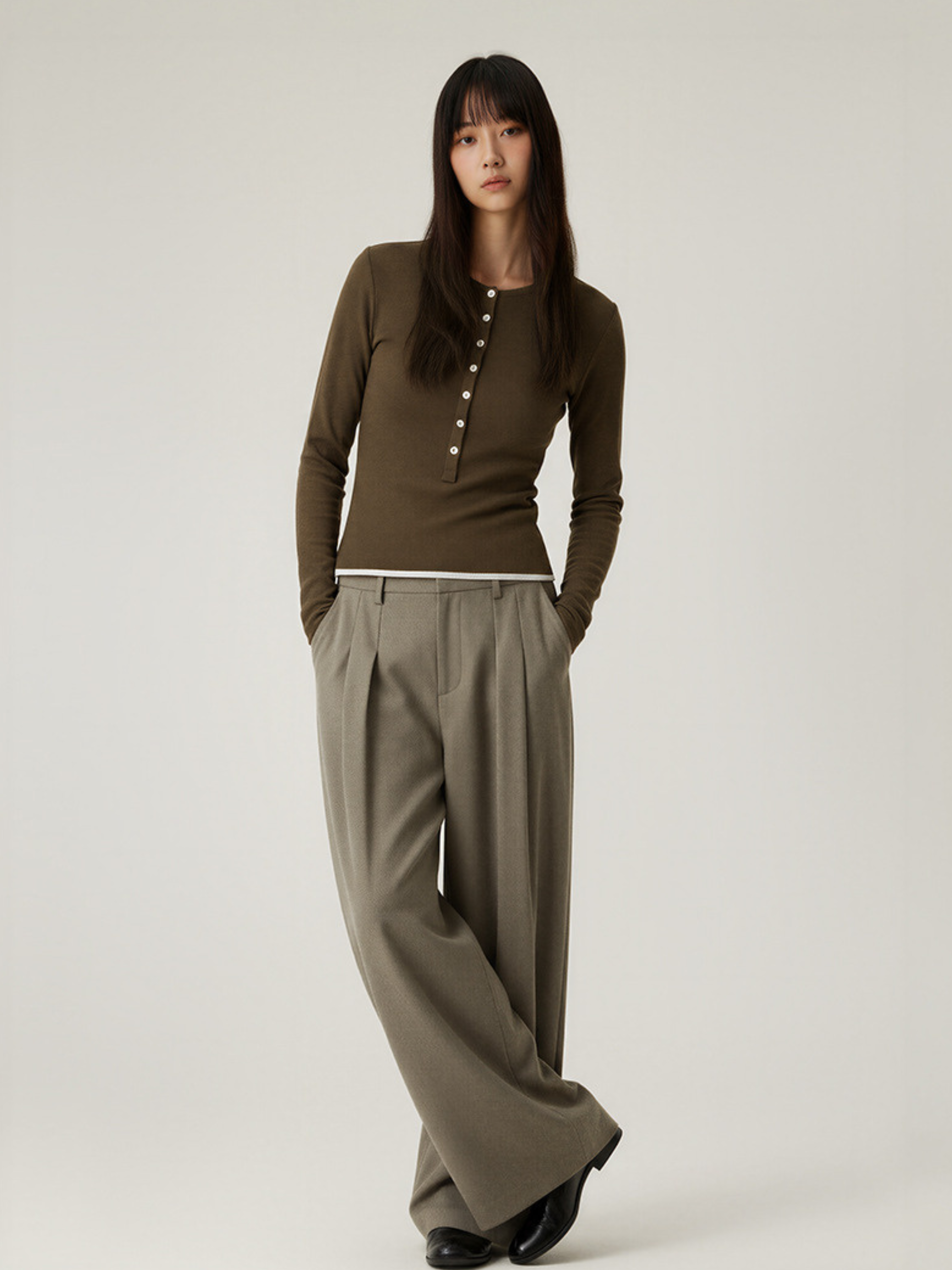 Echo - Women's TENCEL™ Henley Neck Slim-Fit Long Sleeve Tee