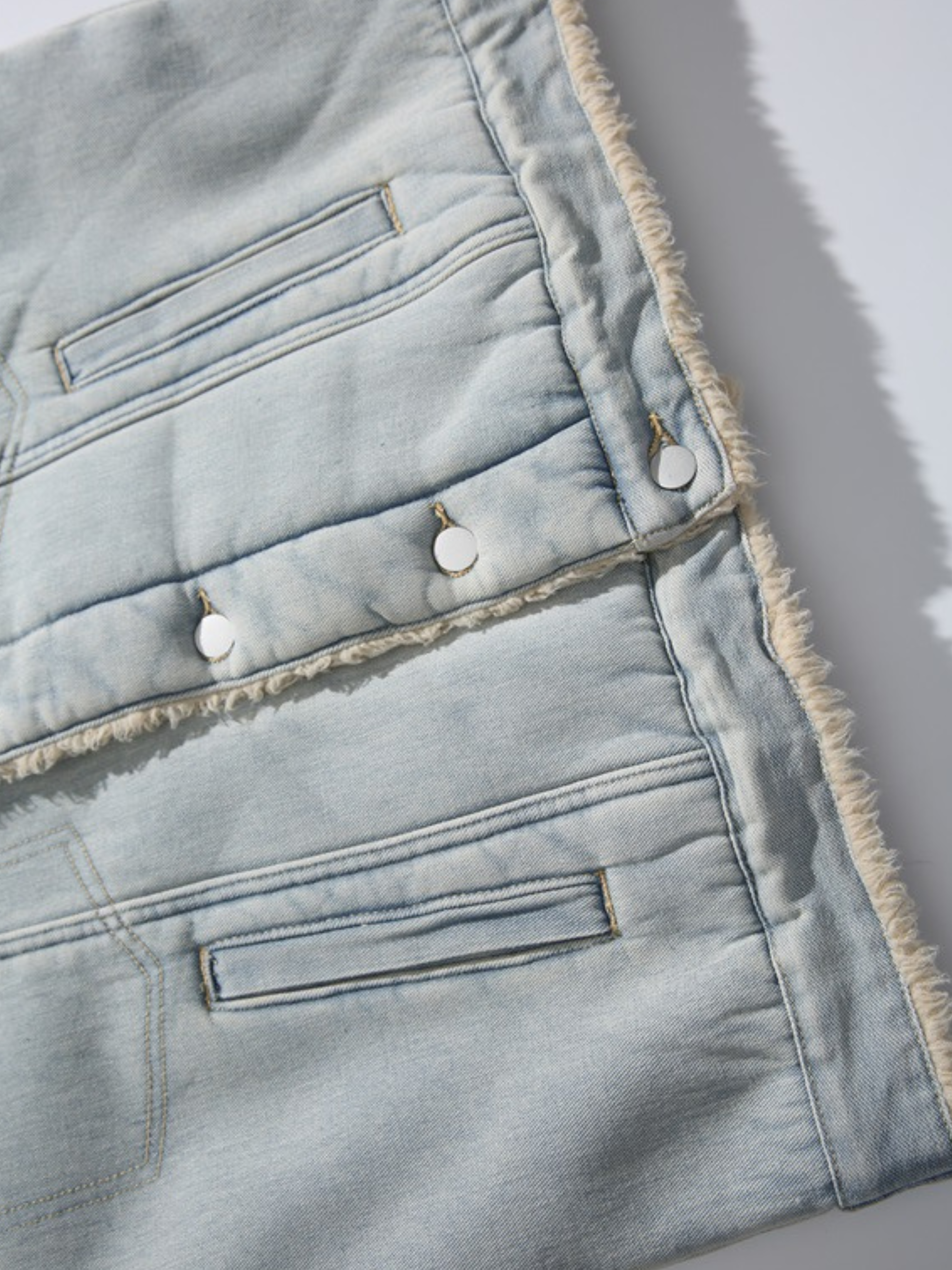 Vespera - Unisex Washed Denim Sherpa Jacket