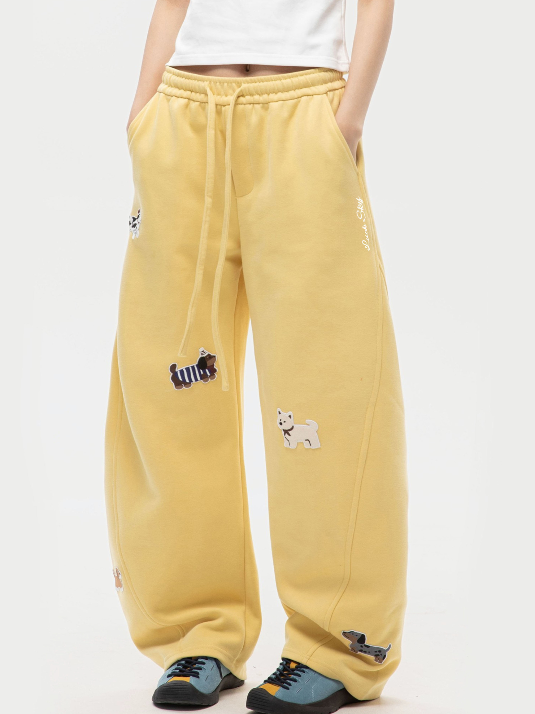 FrostView - Women's Dachshund Patch Embroidery Straight Leg Pants