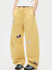 FrostView - Women's Dachshund Patch Embroidery Straight Leg Pants