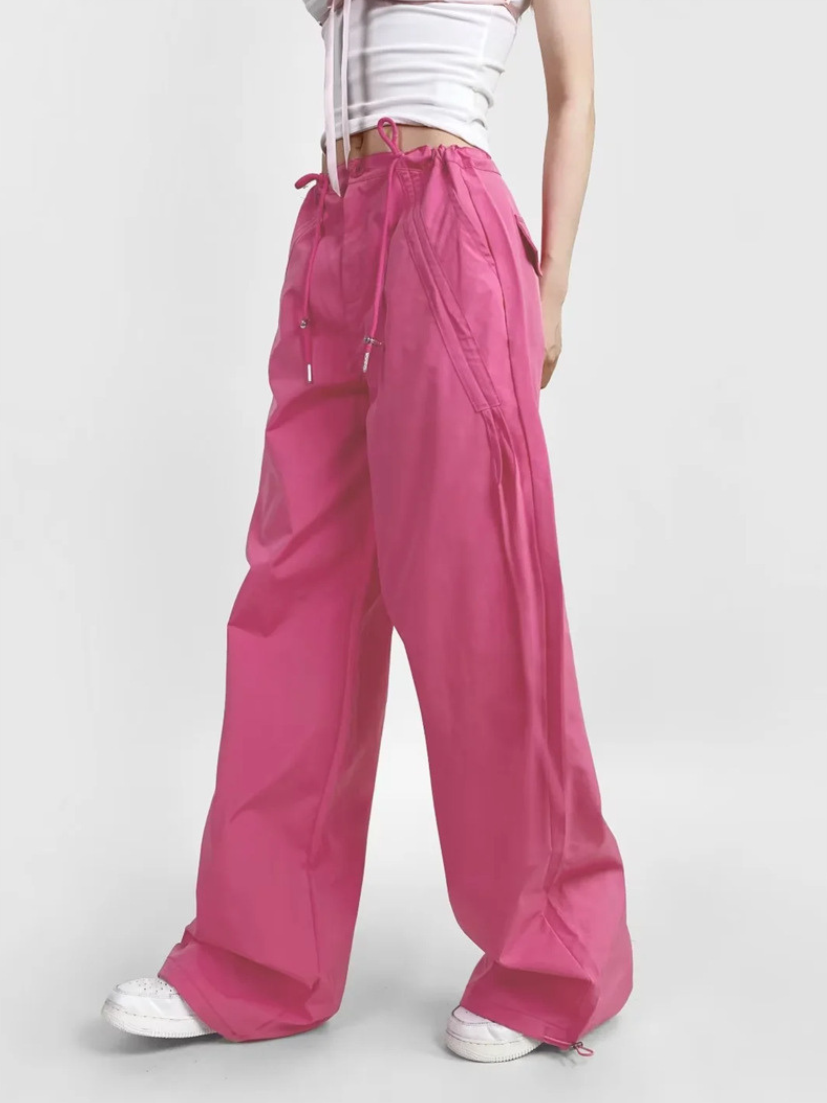 ThornPath - Women's Drawstring Tie Double-Pocket Loose-Fit Pants