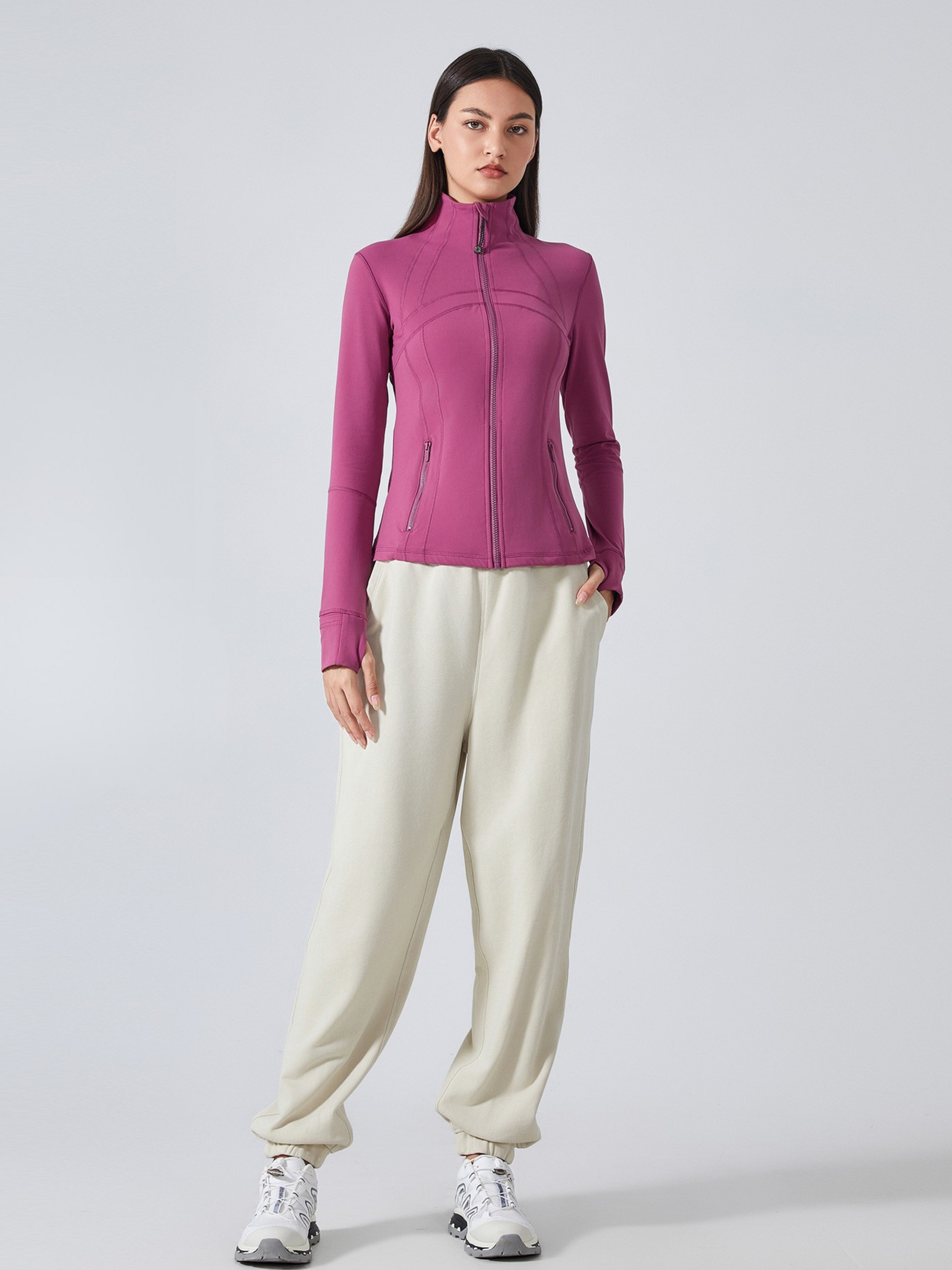 MesaPeak - Women's Fleece-Lined Slim-Fit Yoga Jacket with Thumbholes GONGGAR SPORTS