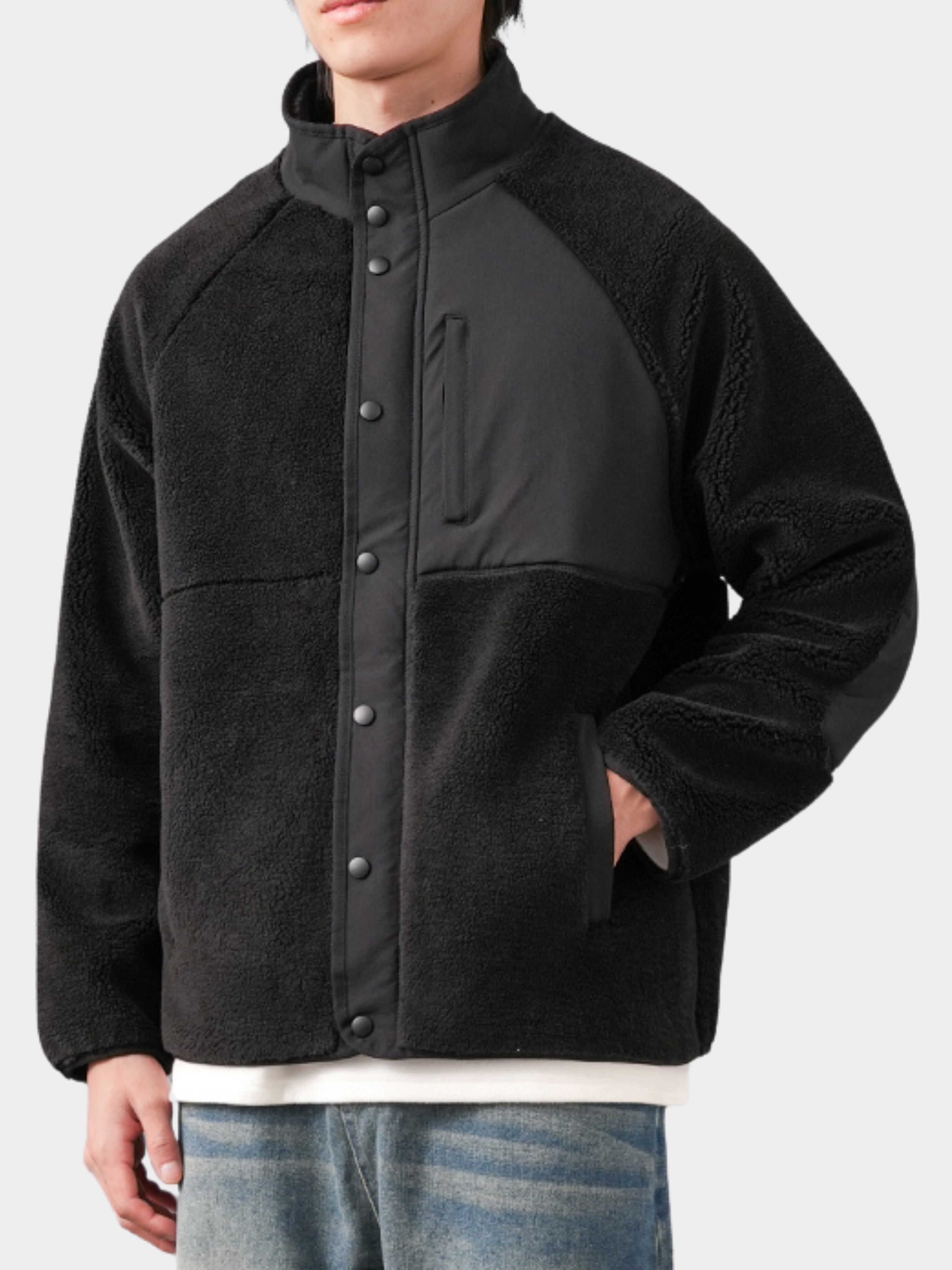 GlowBag - Men's Faux Shearling Thermal Stand Collar Jacket