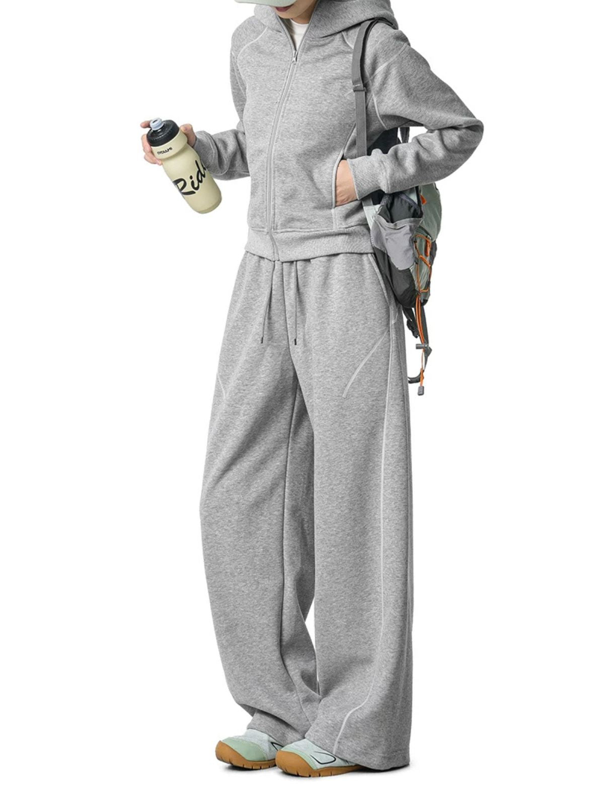 HawkSoar - Women's Contrast-Stitch Cropped Jacket & Wide-Leg Pants Set
