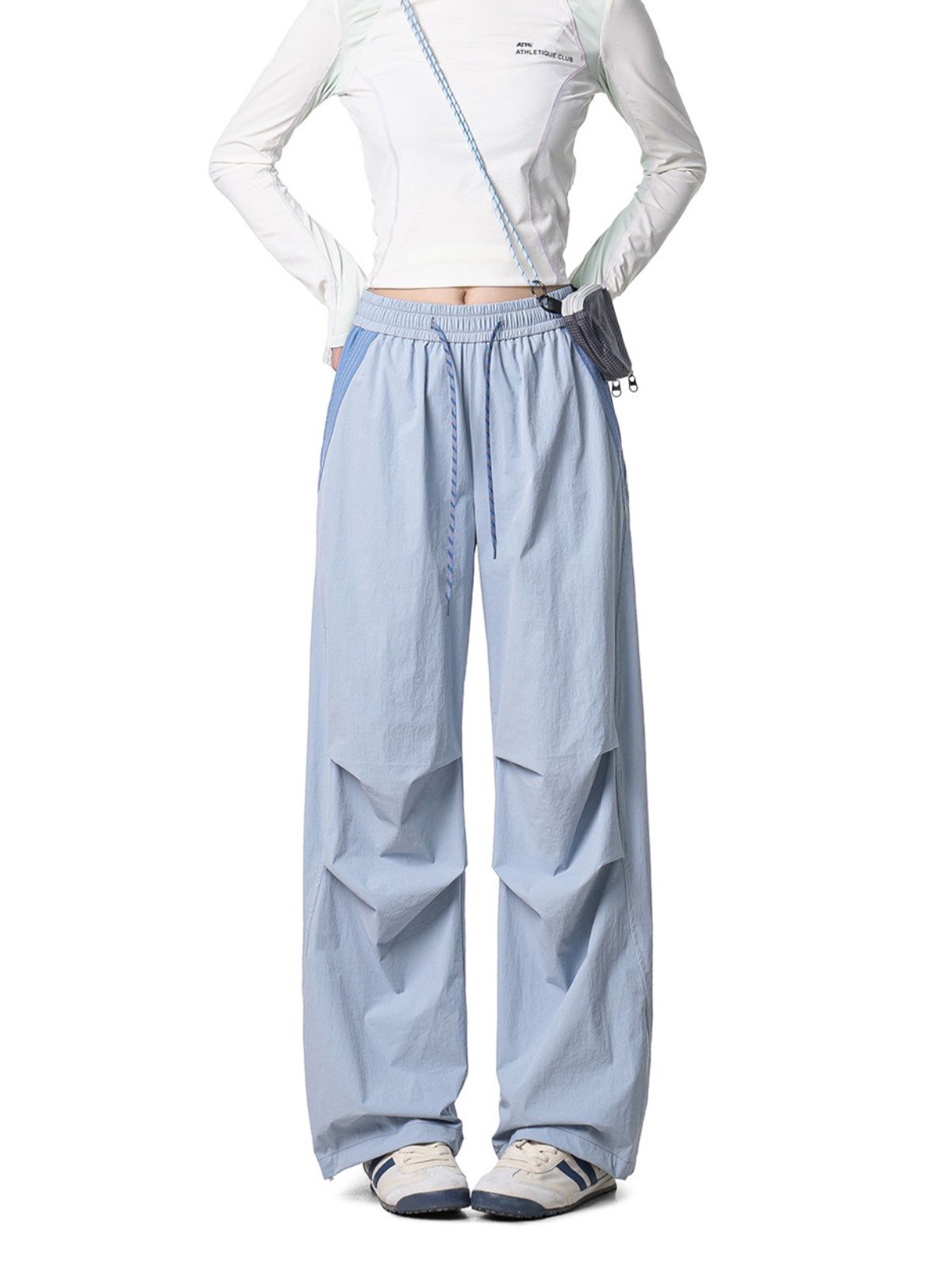 Crestwalk - Women's Geometric Cutline Pleated Paratrooper Pants