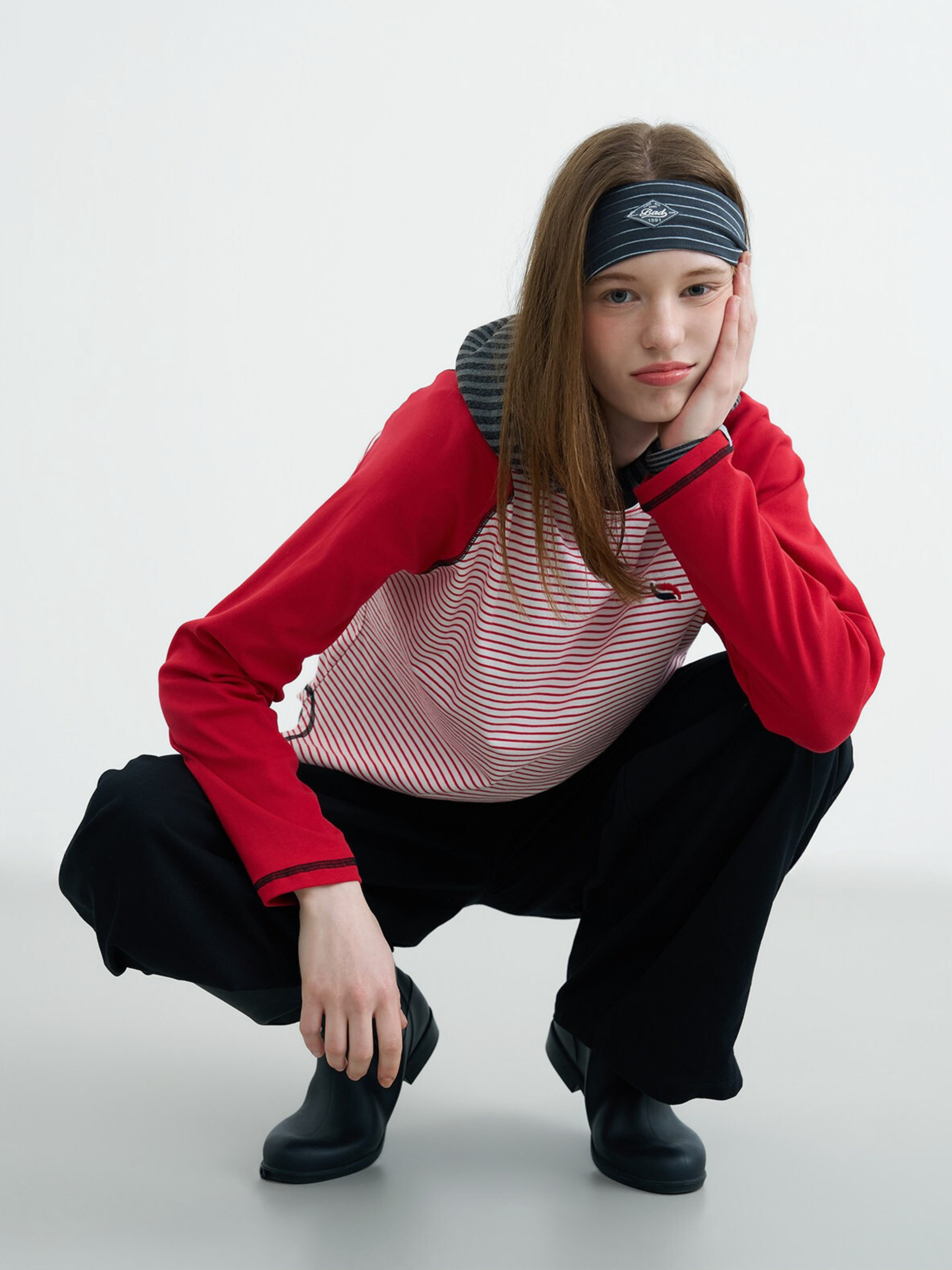 Ironholt - Women's Contrast Stripe Panel Cotton Long-Sleeve