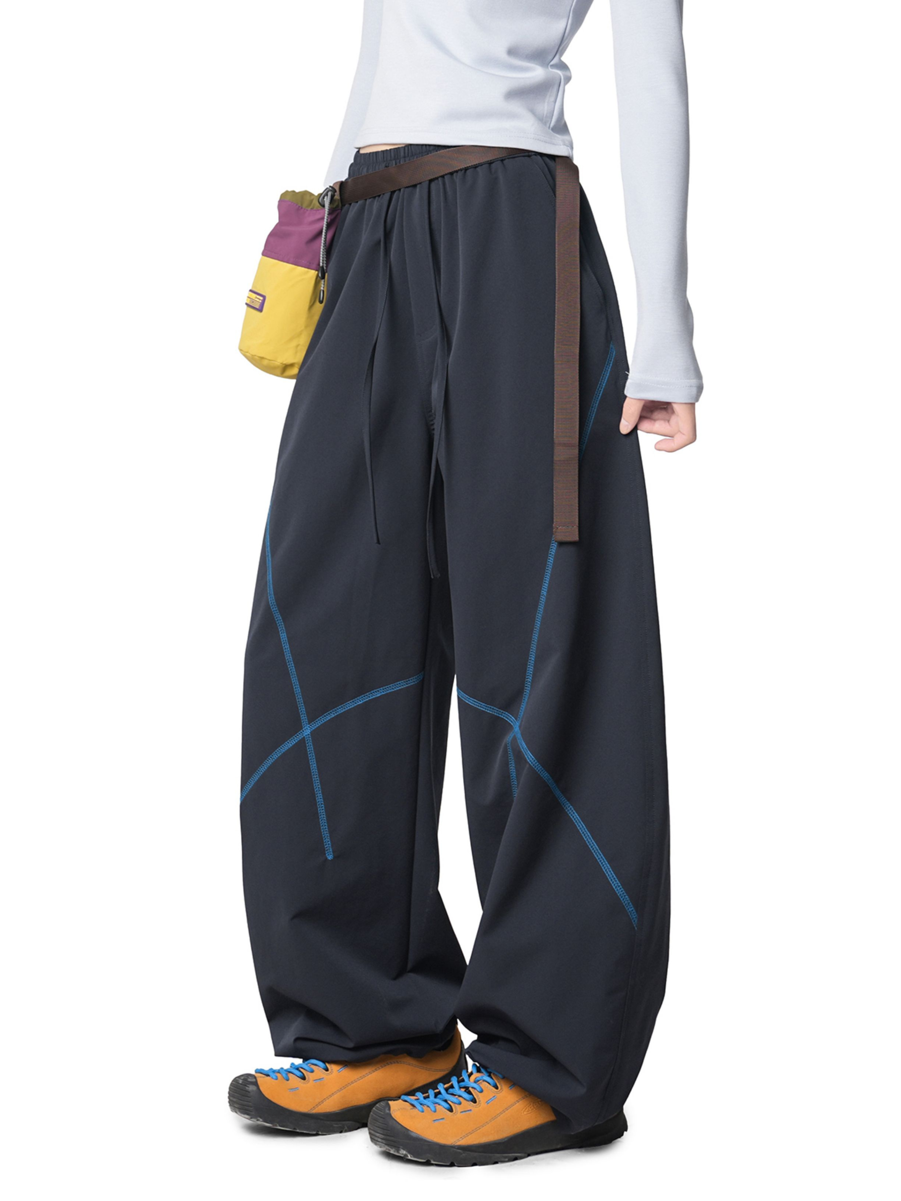 FrostDash - Unisex Loose Colorblock Hasso Stitch Pants