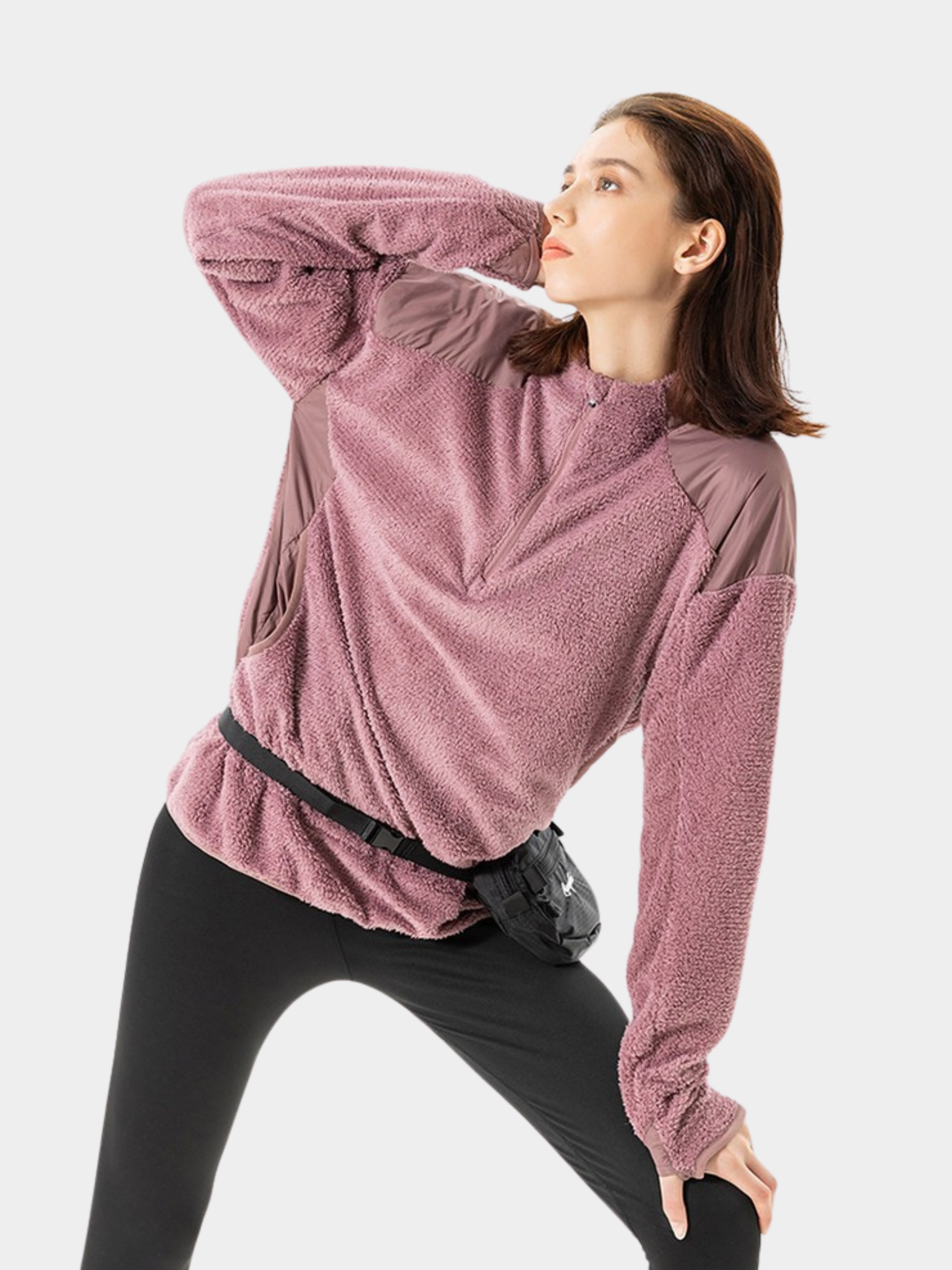 Ashtop - Thermal Fleece Half-Zip Mock Neck Sweatshirt