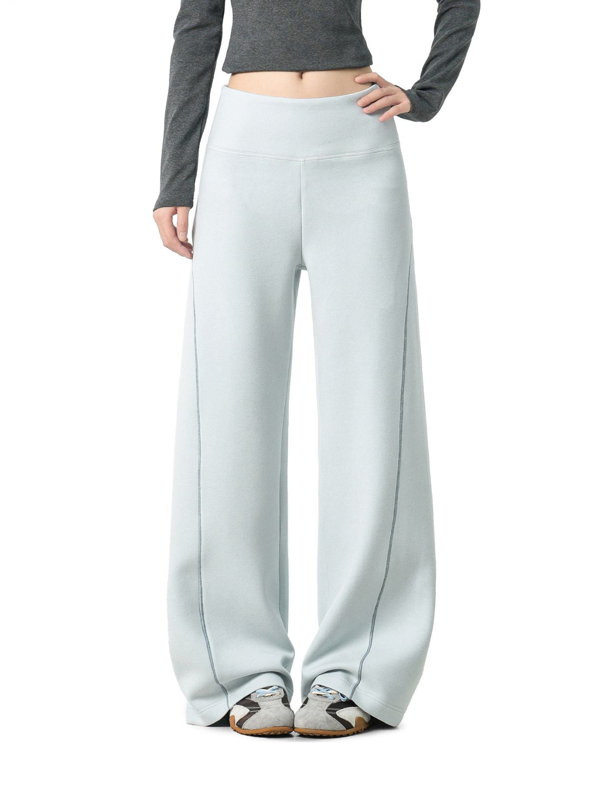 Basinpath - Women's Contrast-Stitch High-Waisted Slight-Flare Pants