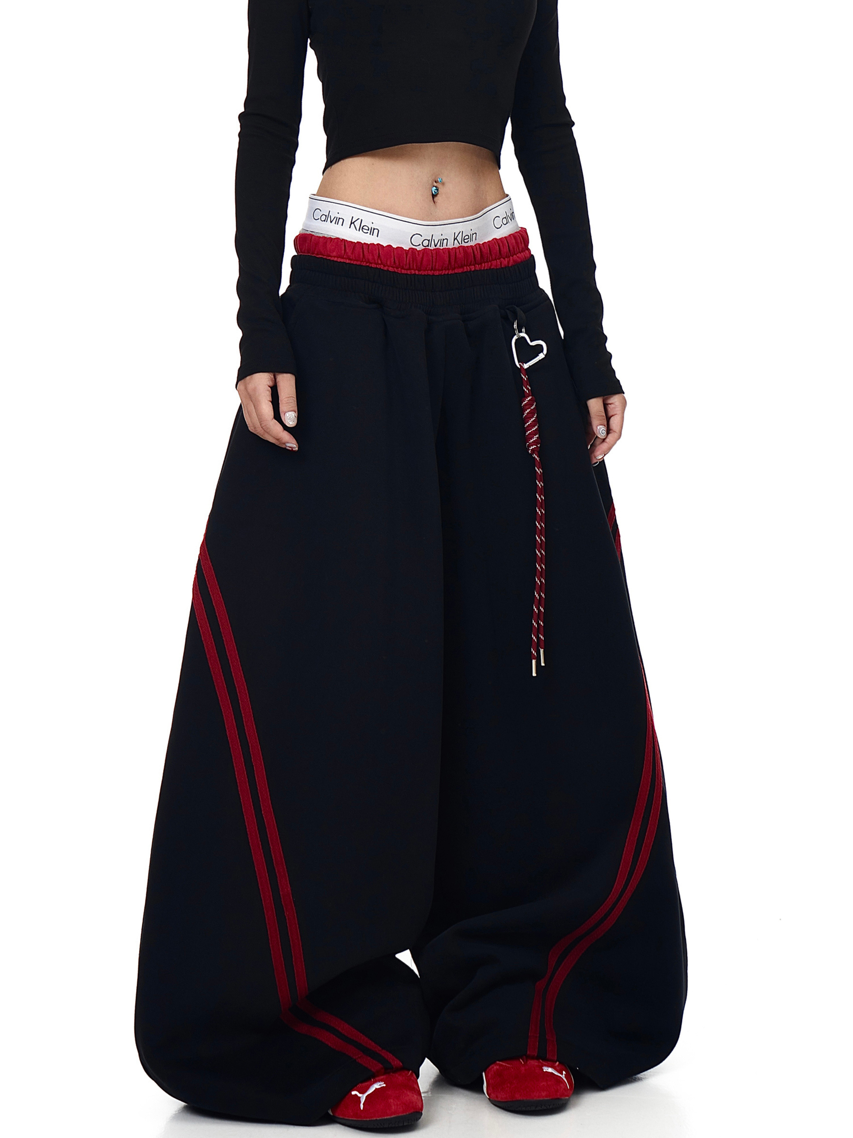 Iceveil -Women's Double-Waist Blade-Cut Wide-Leg Sweatpants