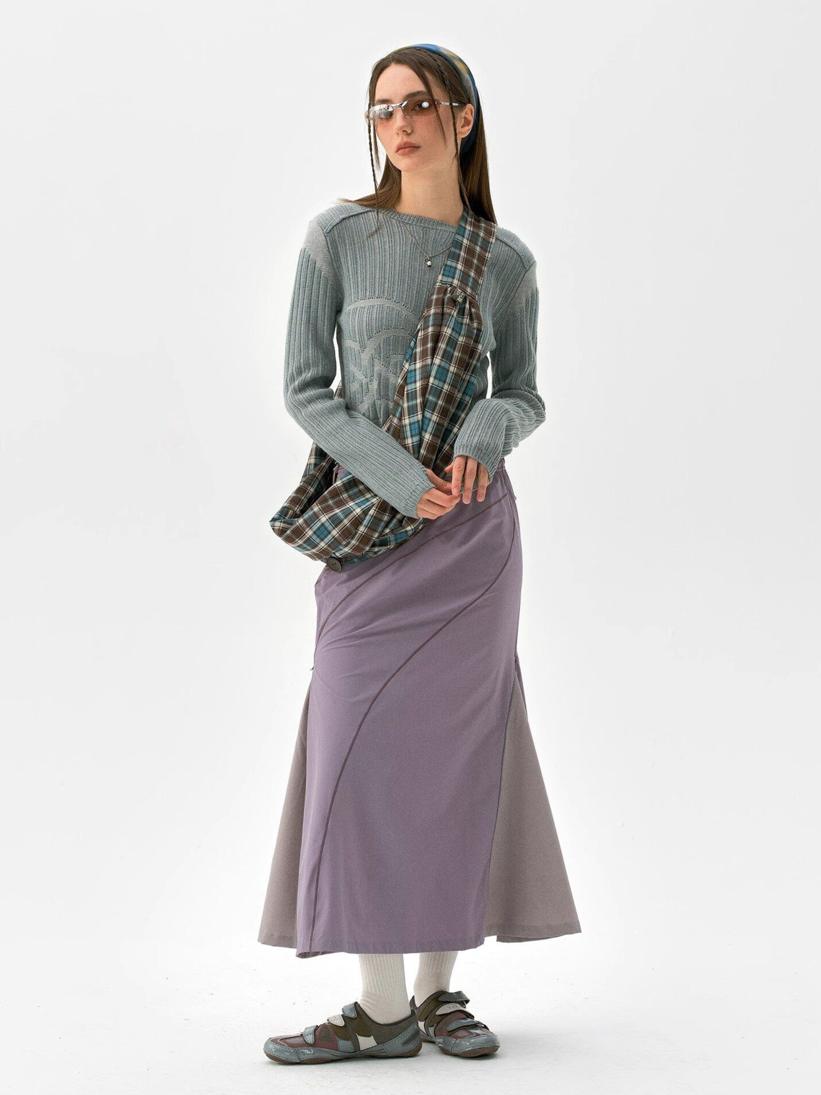 Dunewake - Women's Panelled Drawstring Waist Midi Skirt