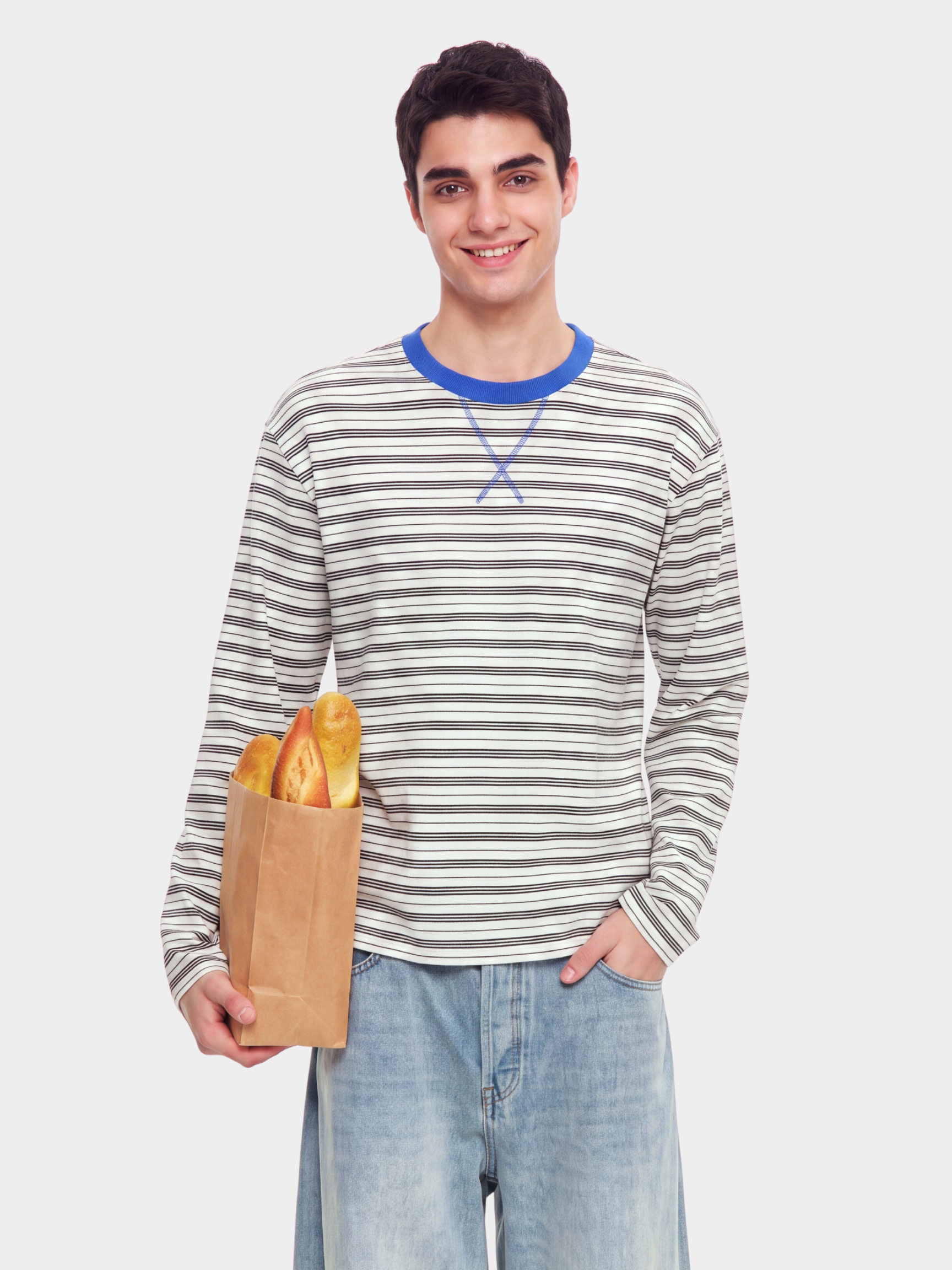 LineVeil - Unisex Contrast Stripe Layering Long Sleeve Top