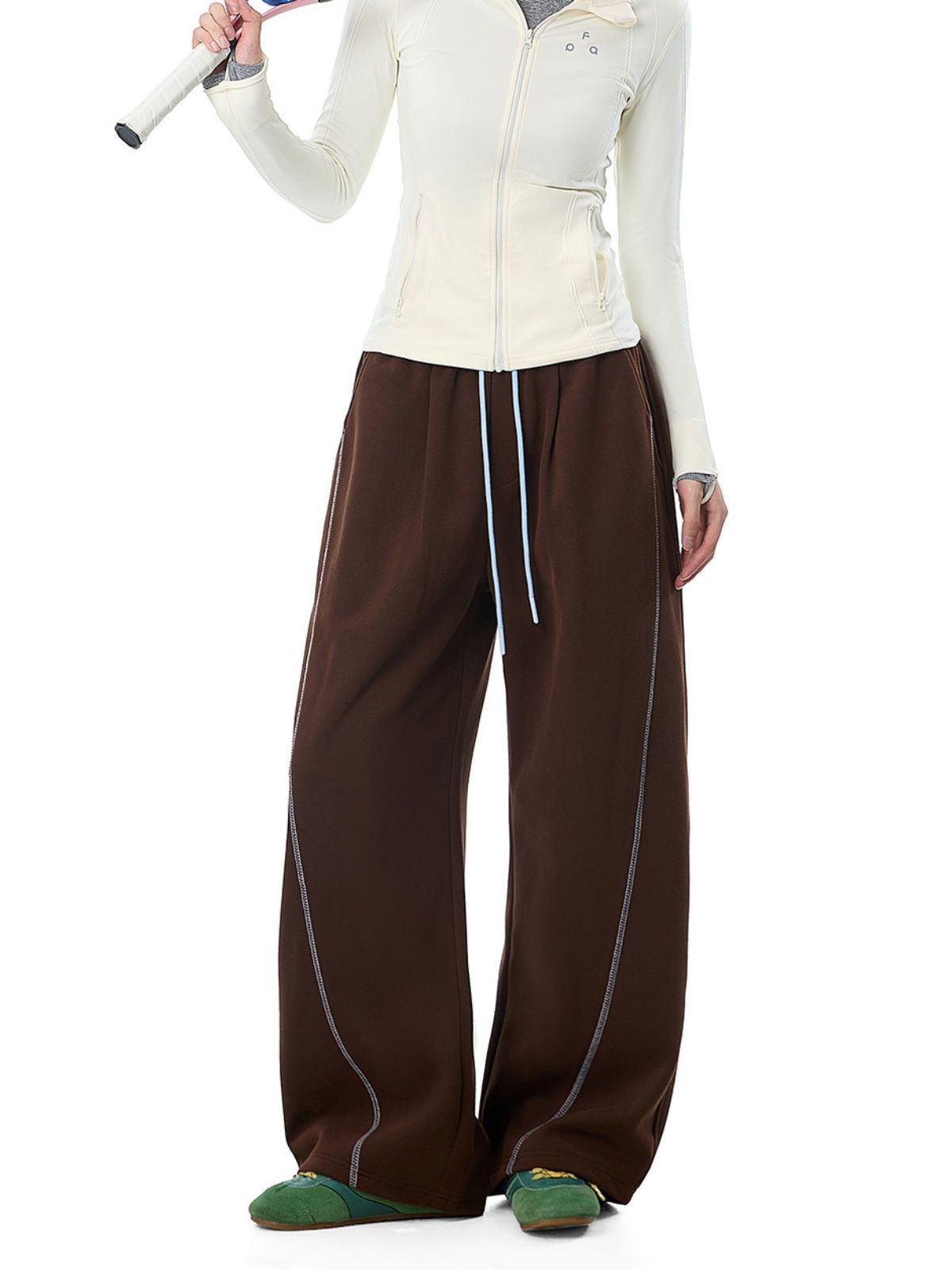 DustCloud - Women's Color-Block Curved-Leg Relaxed Sweatpants