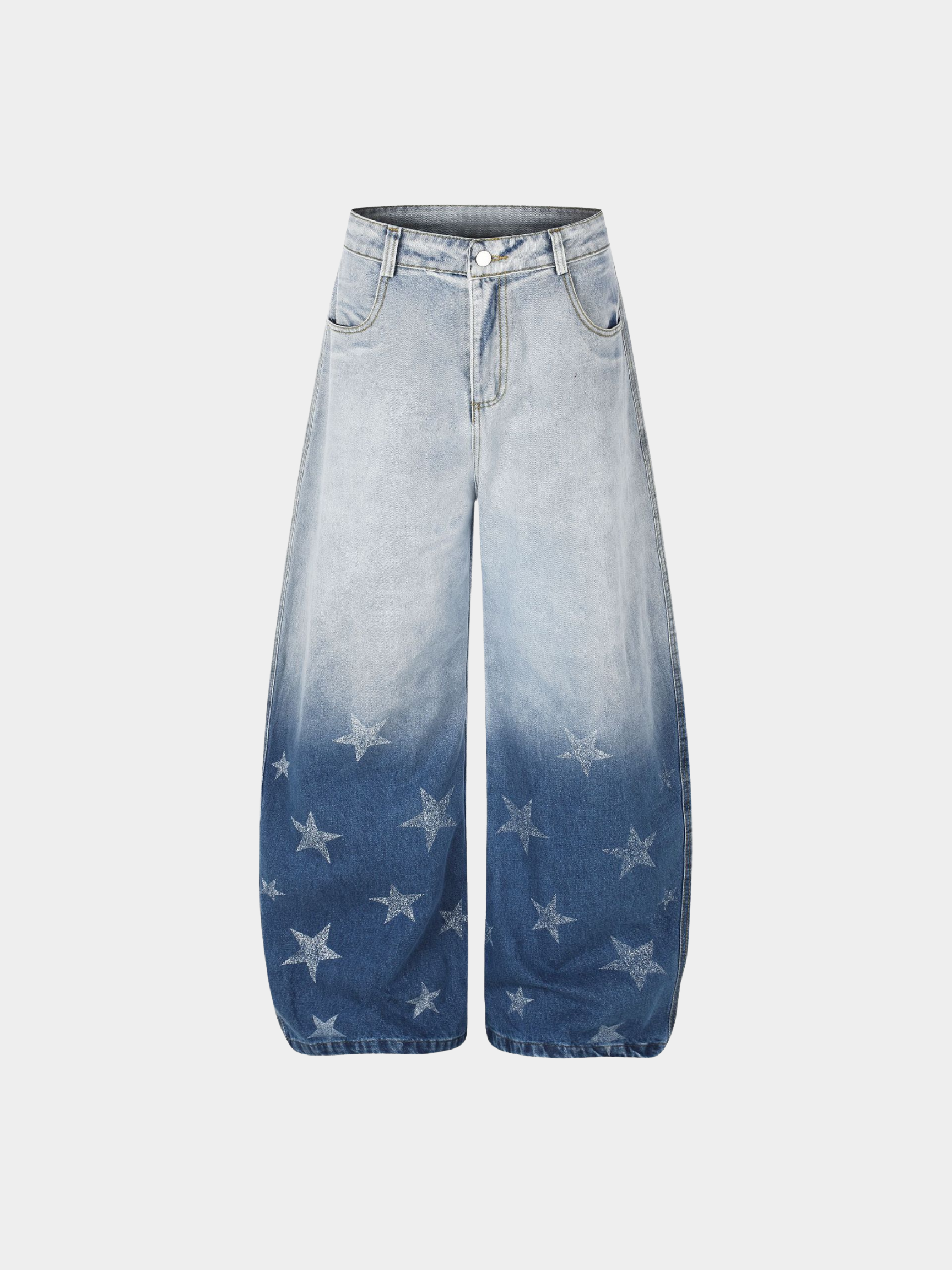 Fieldtrace - Unisex Washed Gradient Star-Print Baggy Jeans