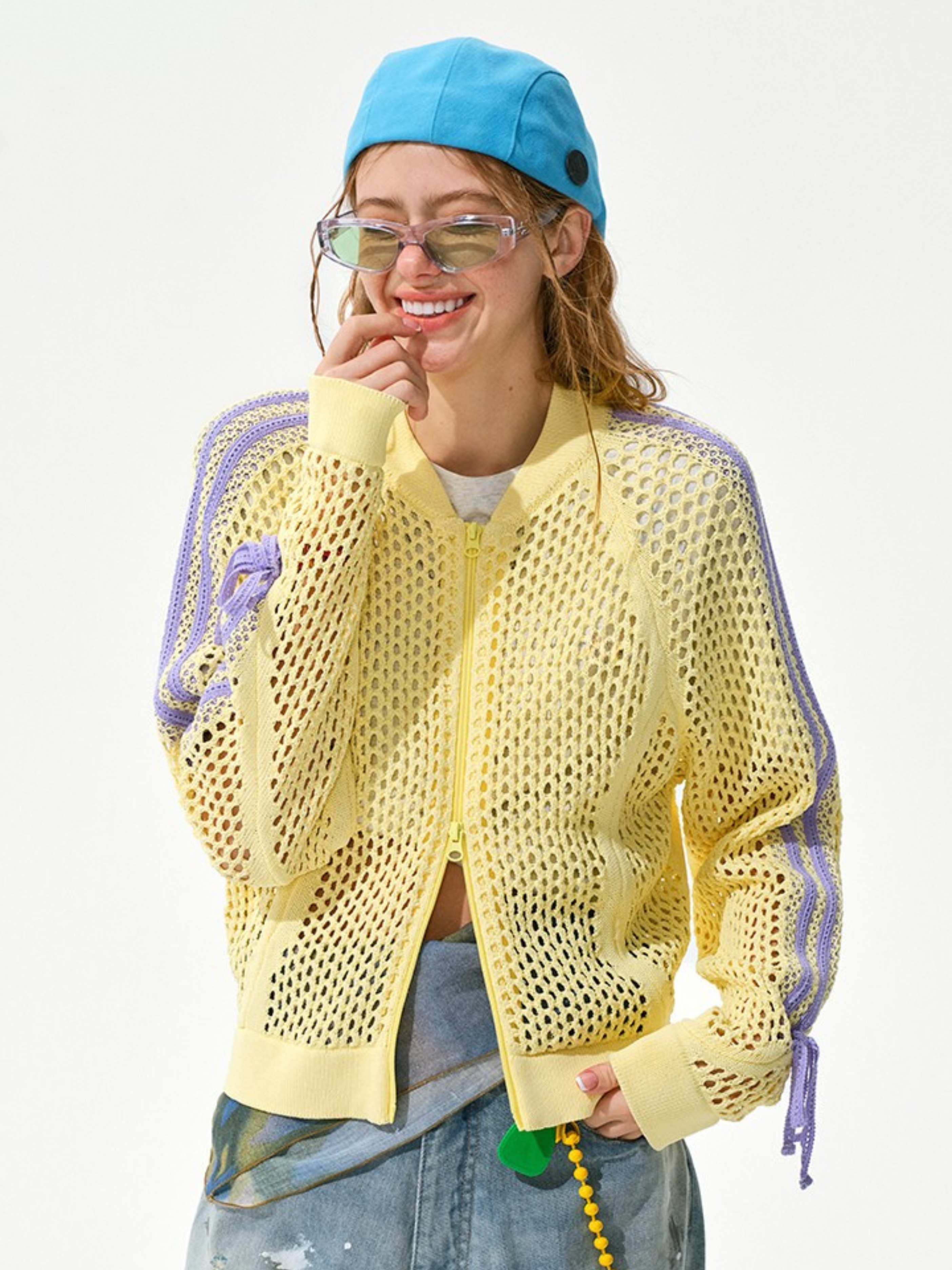Drift - Women's Colorblock Mesh Stripe Zip-Up Jacket