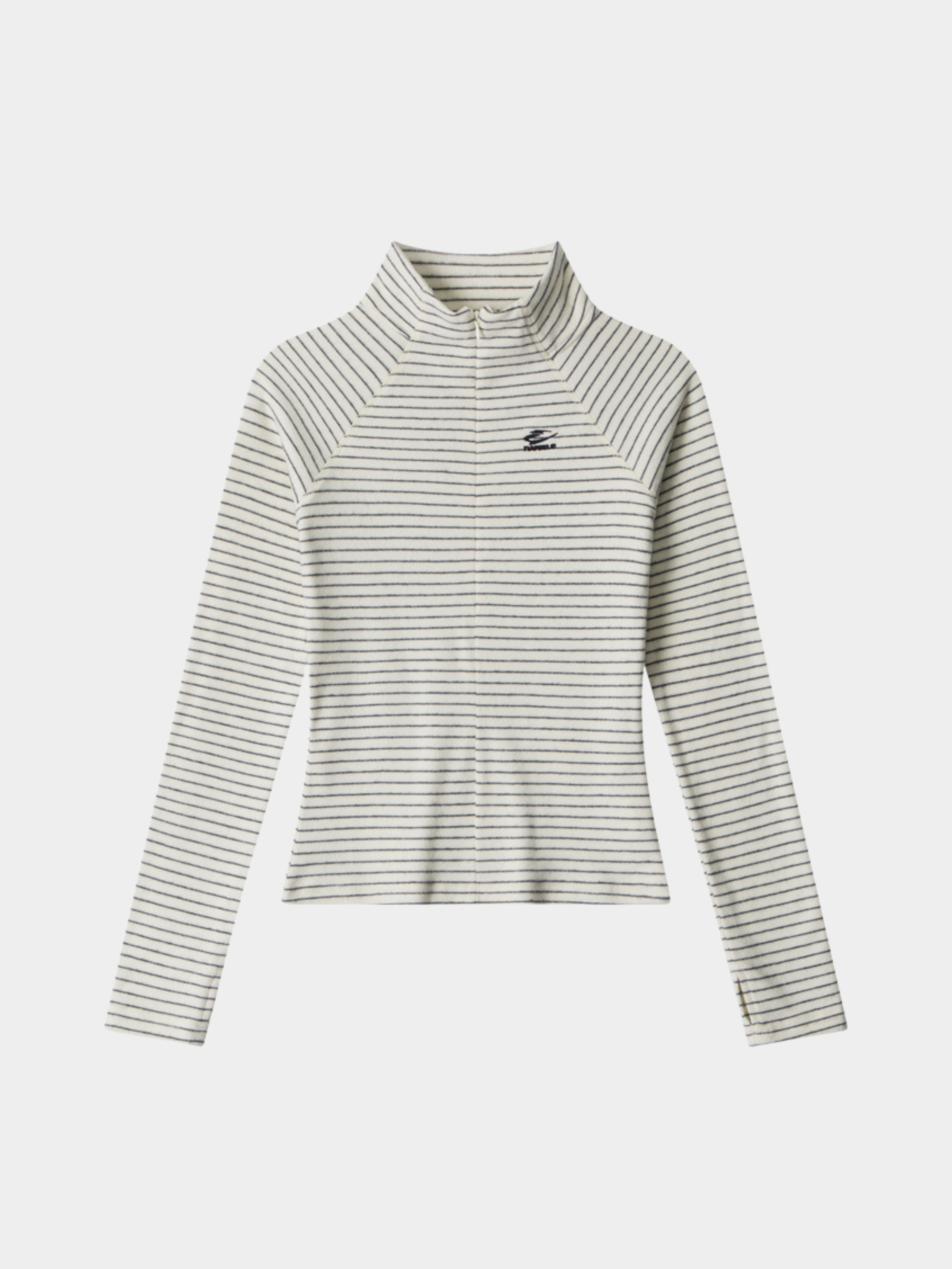 Cavebend - Women's Striped Stand-Collar Slim-Fit Long-Sleeve