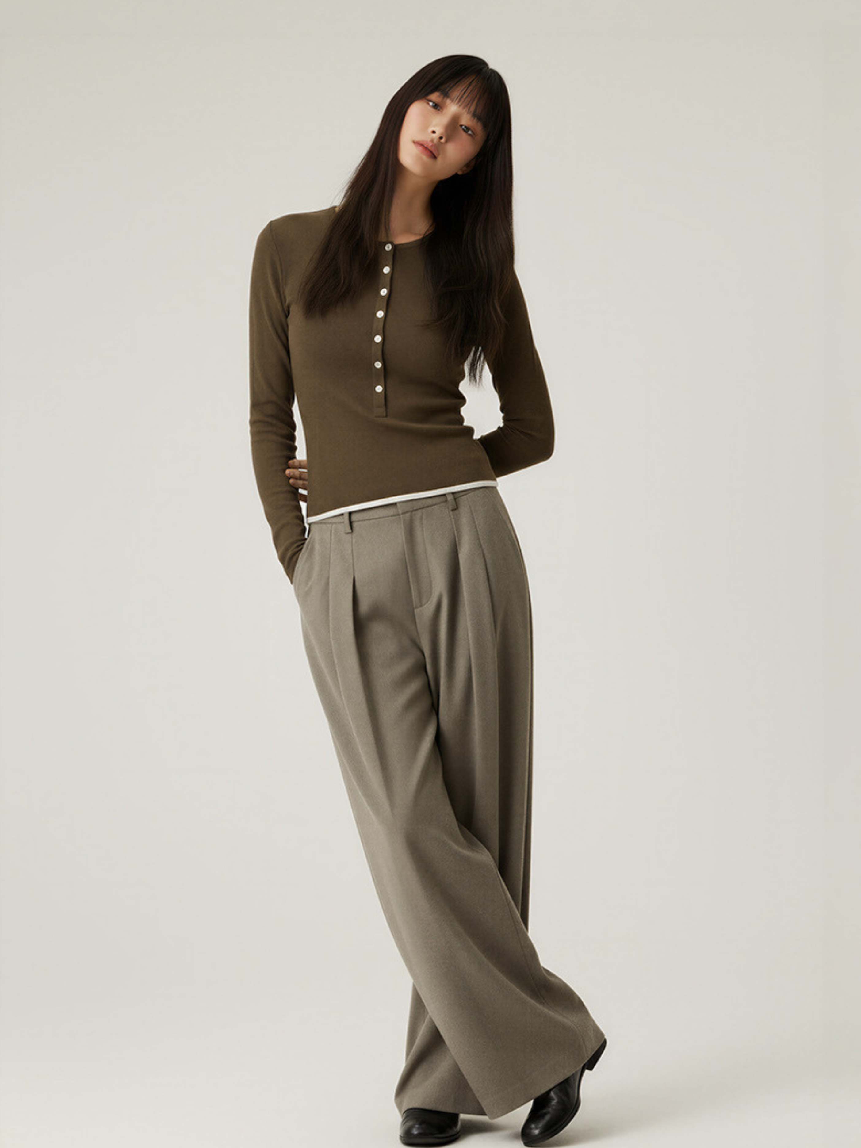 Echo - Women's TENCEL™ Henley Neck Slim-Fit Long Sleeve Tee