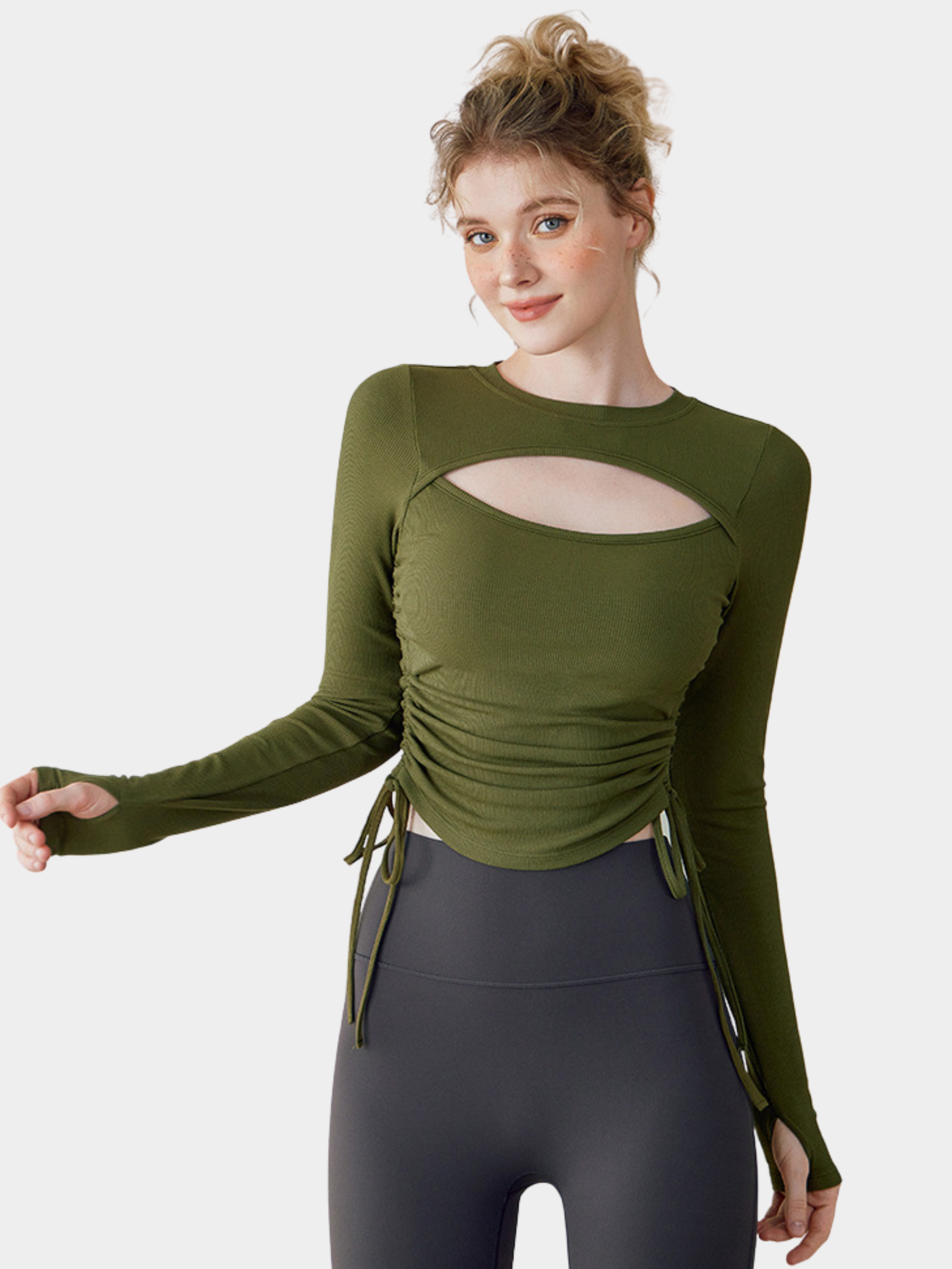 Ashbluff - Women's Hollow-Out Knit Built-In Bra Pads Base Layer Top
