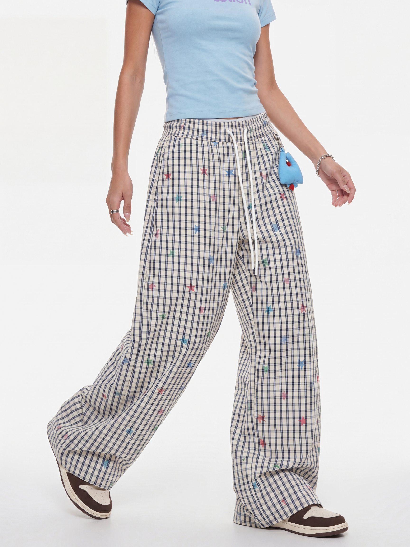 Stitch - Women's Colorful Star Stripe Wide-Leg Pants