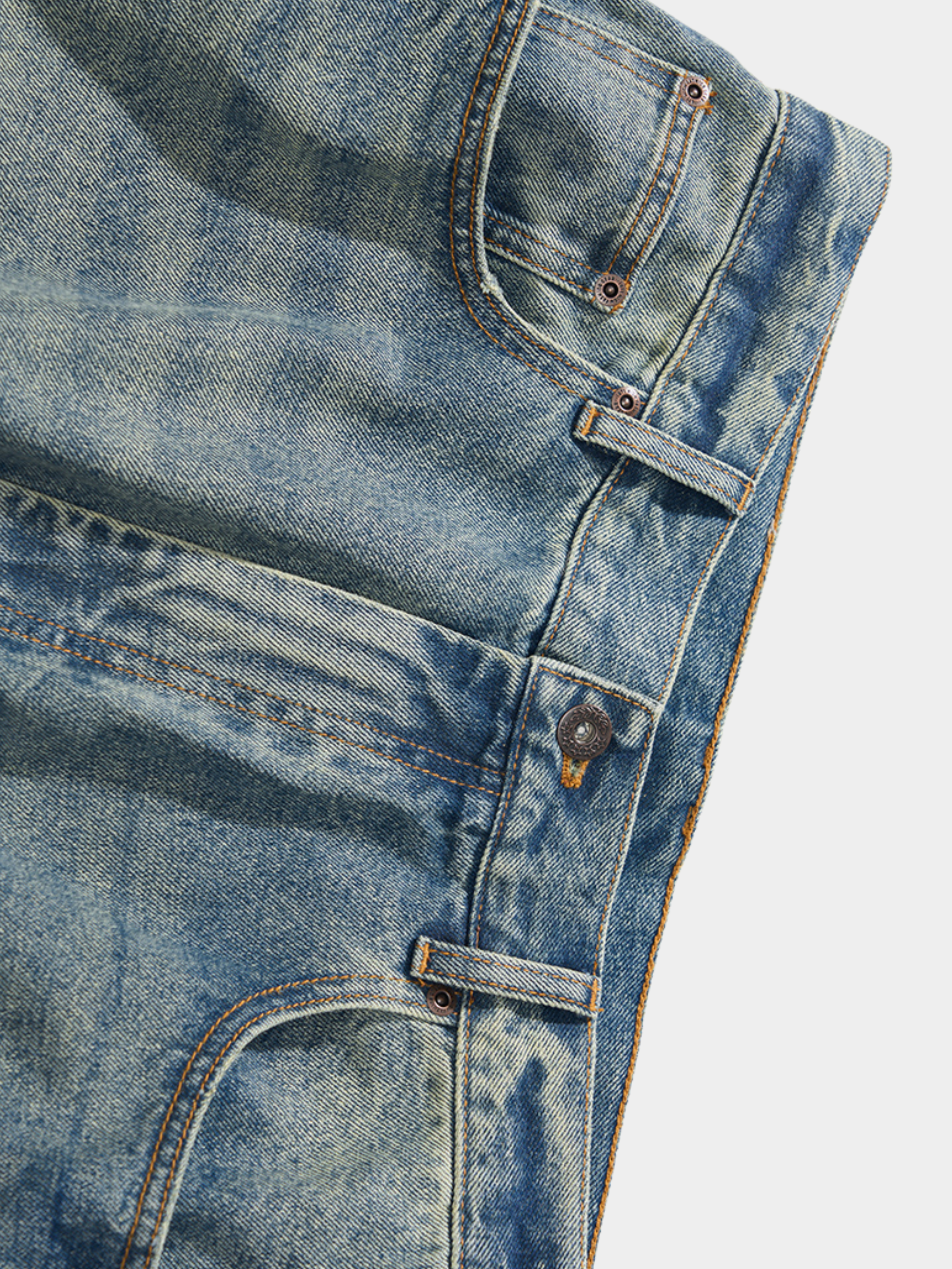 Tempestfire - Men's Washed Denim Wide-Leg Jeans