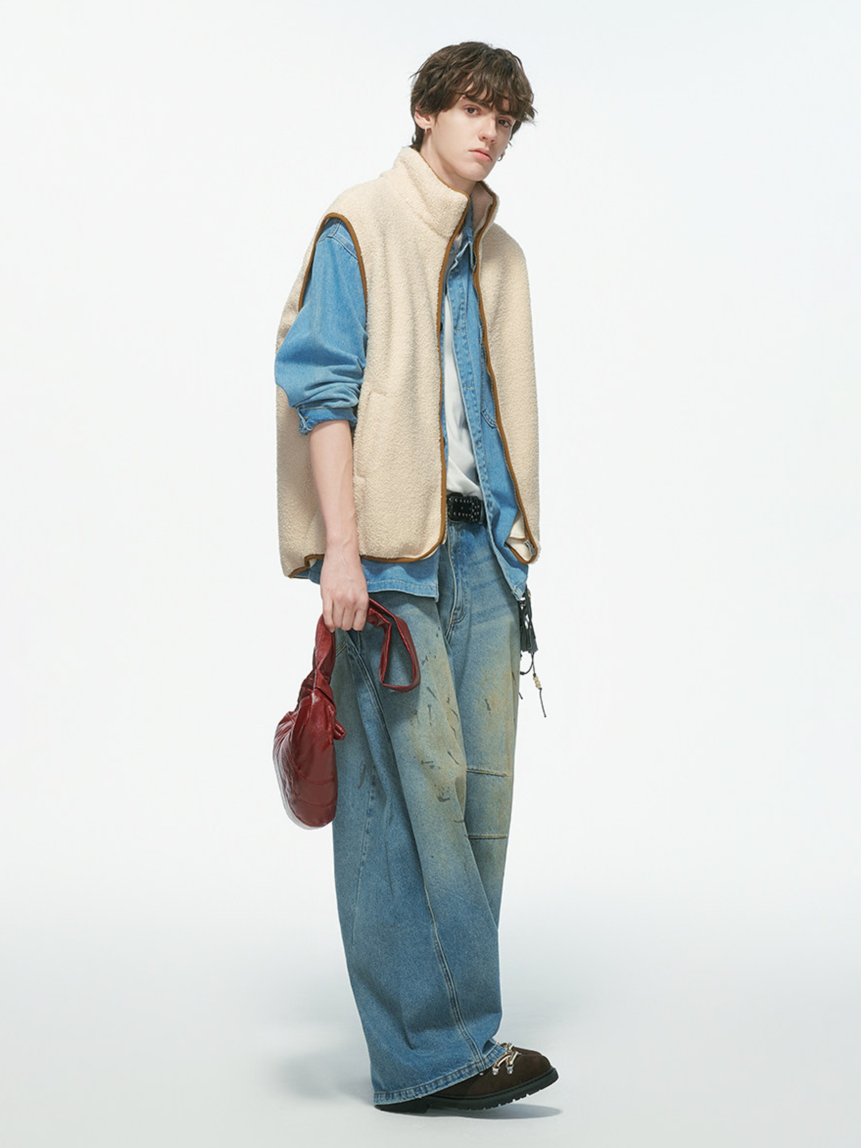 Ashveil - Men's Color-Block Shearling-Lined Vest