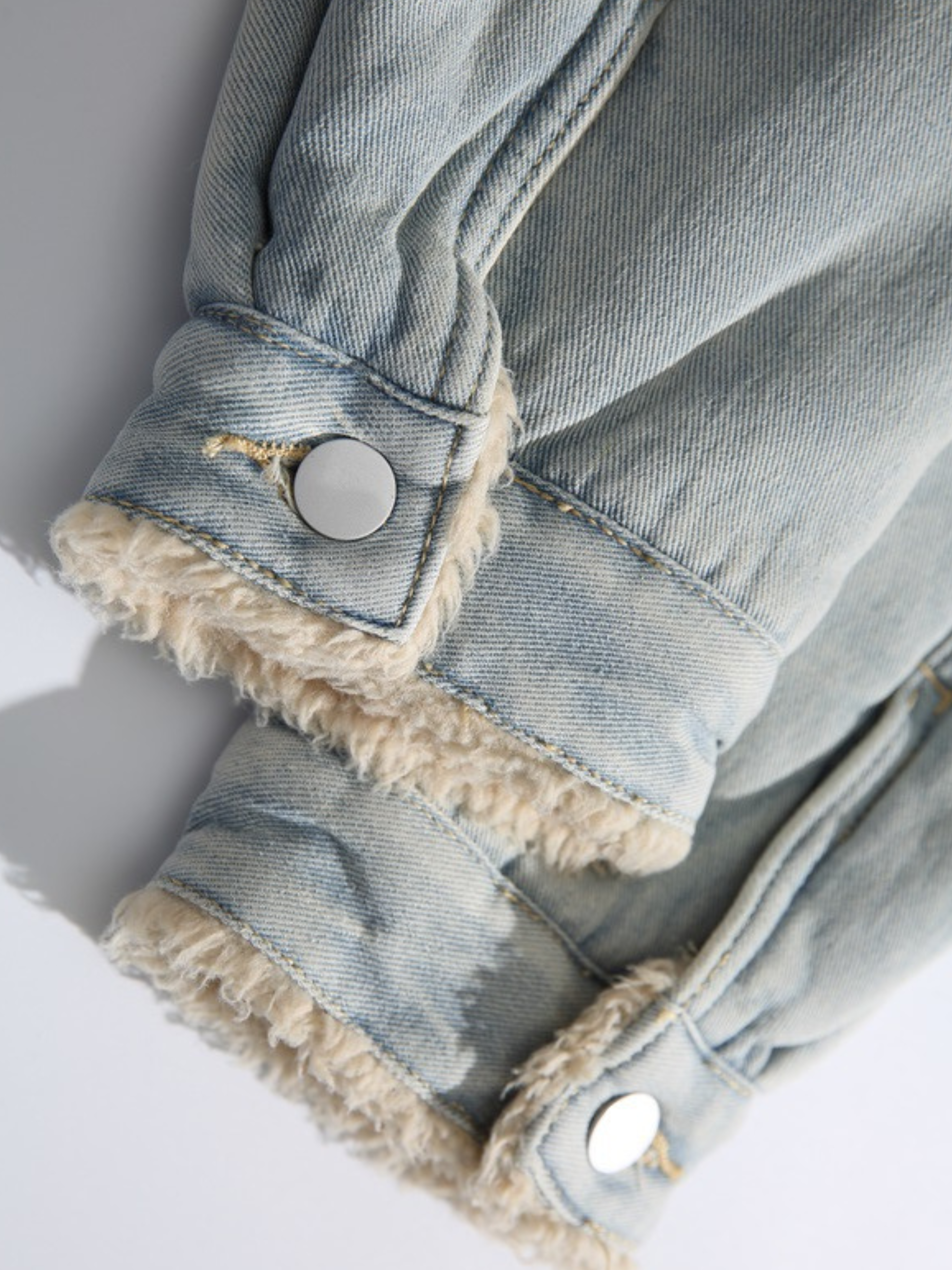 Vespera - Unisex Washed Denim Sherpa Jacket