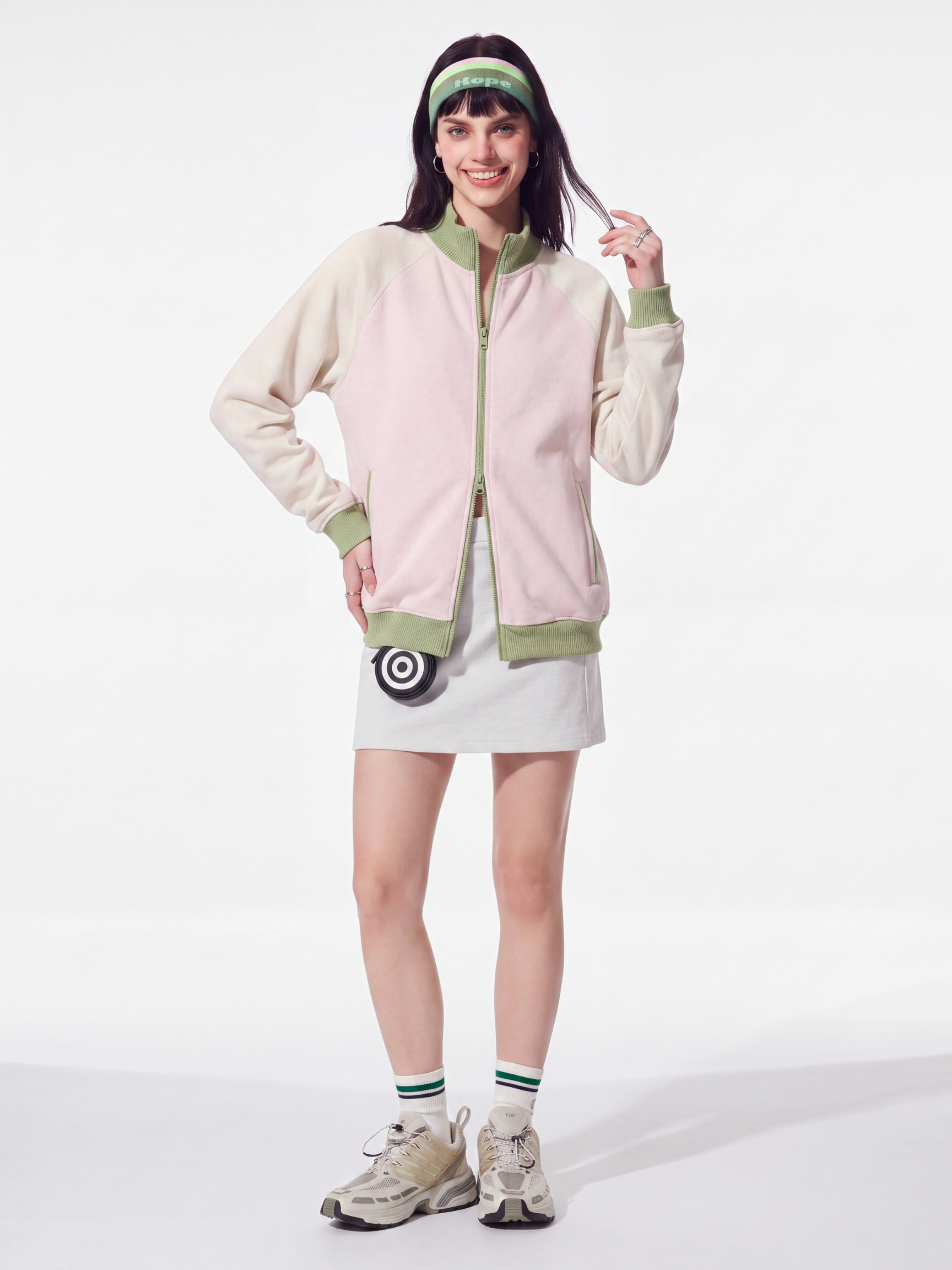 EdgeDrift - Unisex Color-Block Raglan Stand Collar Zip Jacket