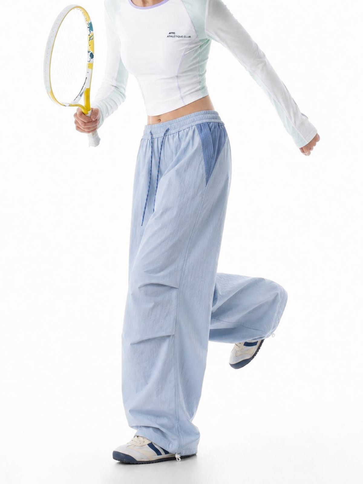 Crestwalk - Women's Geometric Cutline Pleated Paratrooper Pants