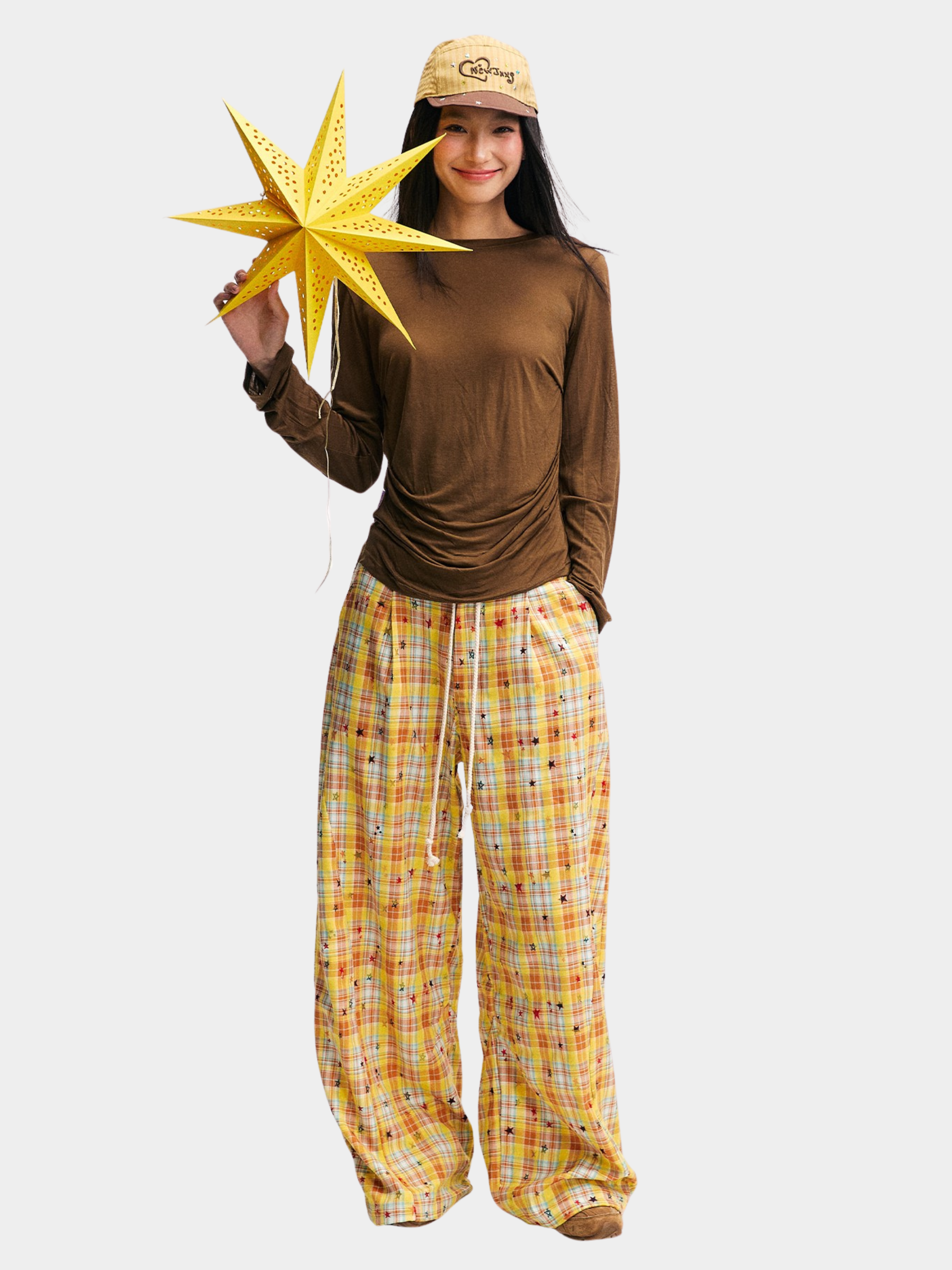 Ashbase - Women's Lightweight Lyocell Star Print Long Sleeve Top