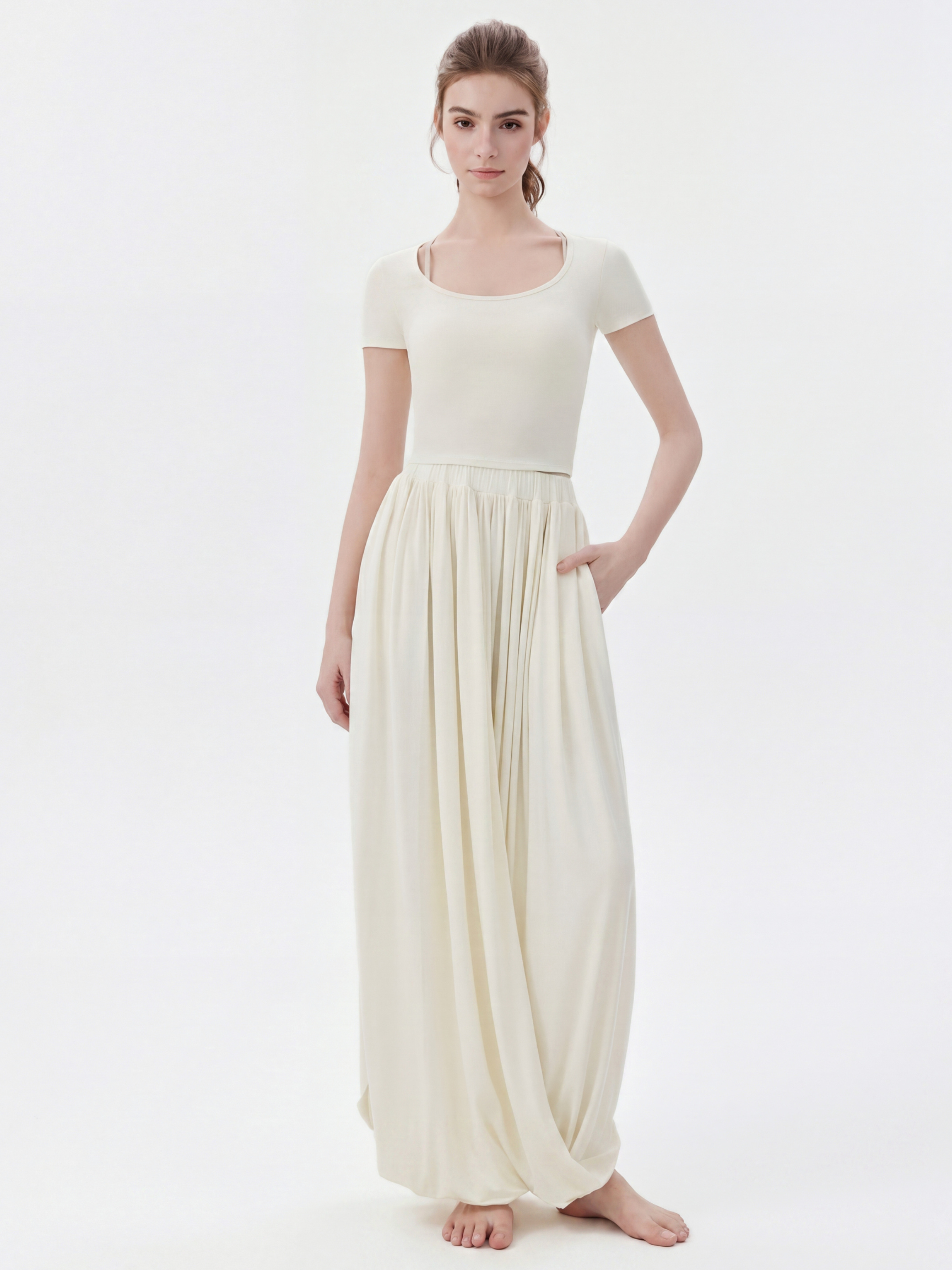 FirstLight - Women's Twist-Knot Slimming Midi Skirt